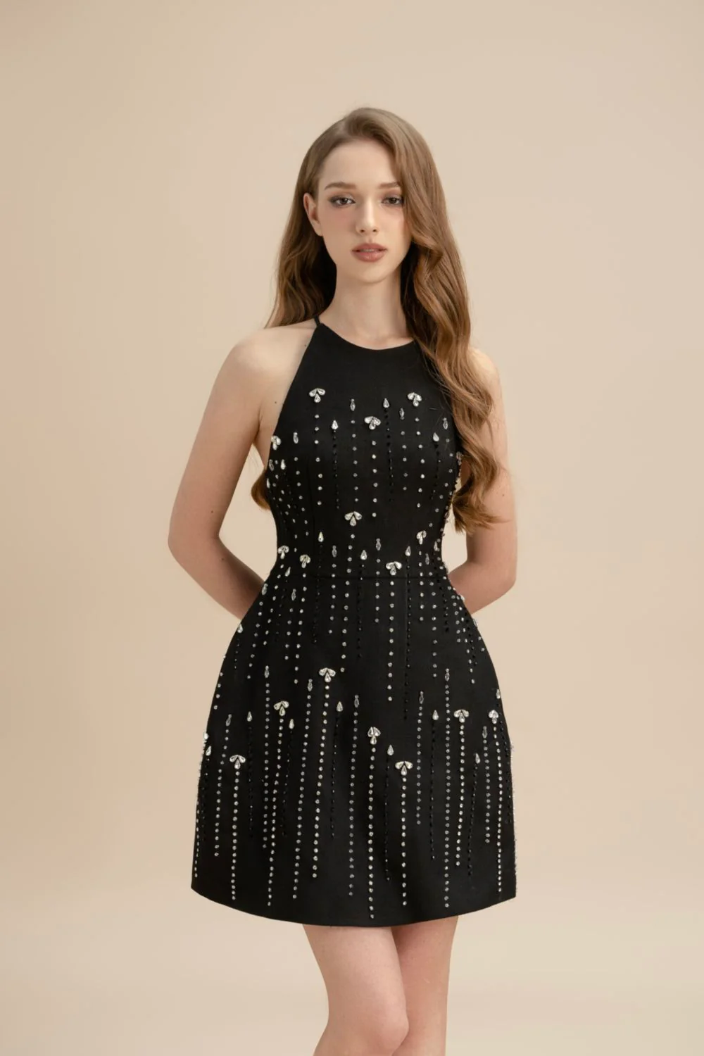 Kestrel Sheath Stone Scuba Crepe Mini Dress