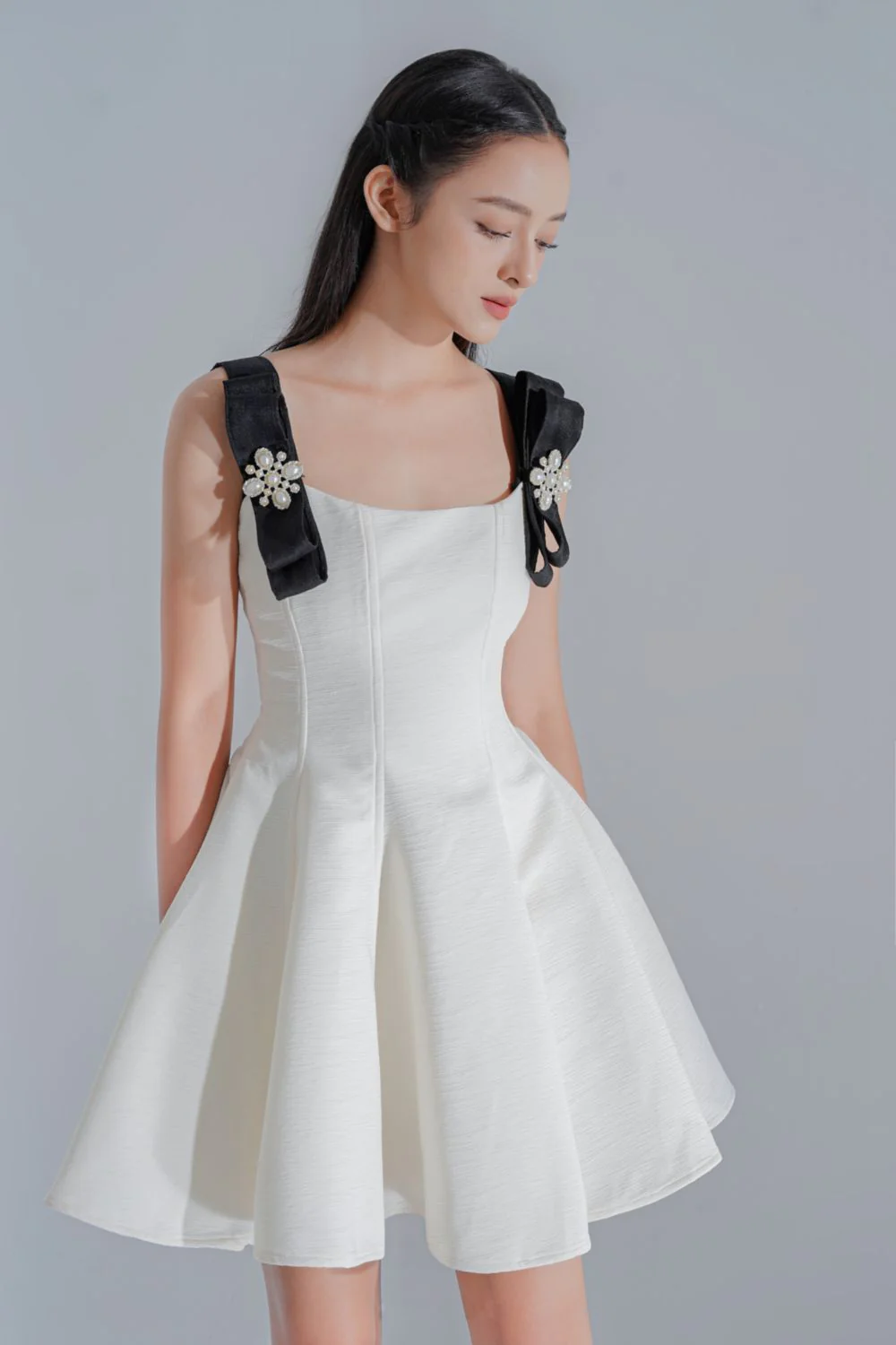 Darcy Fit and Flare Sleeveless Jacquard Mini Dress