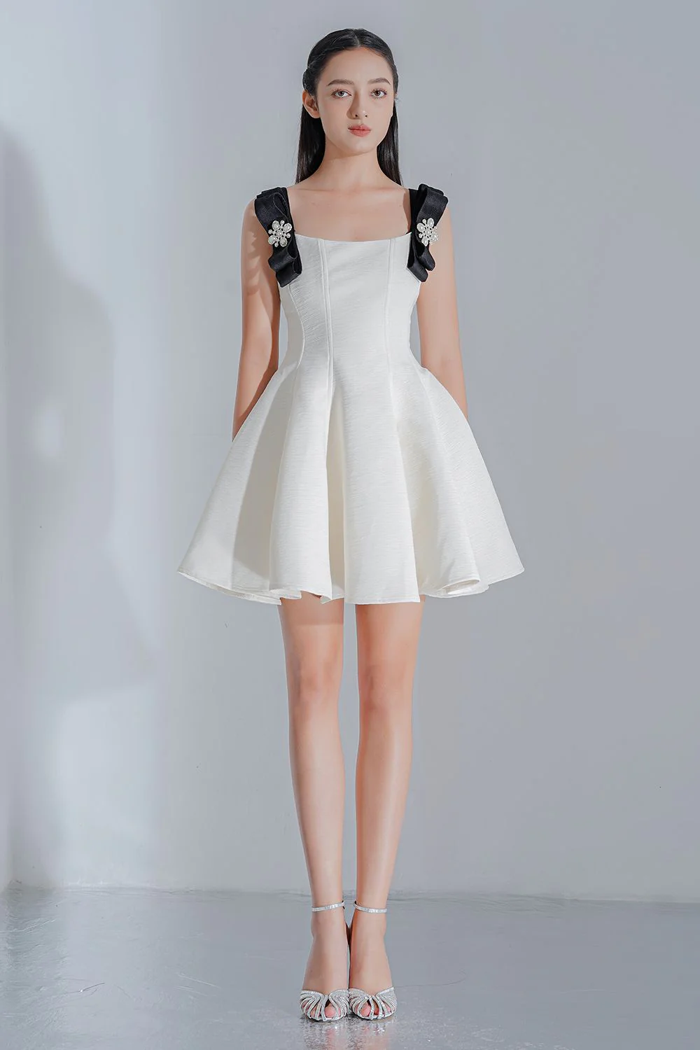 Darcy Fit and Flare Sleeveless Jacquard Mini Dress