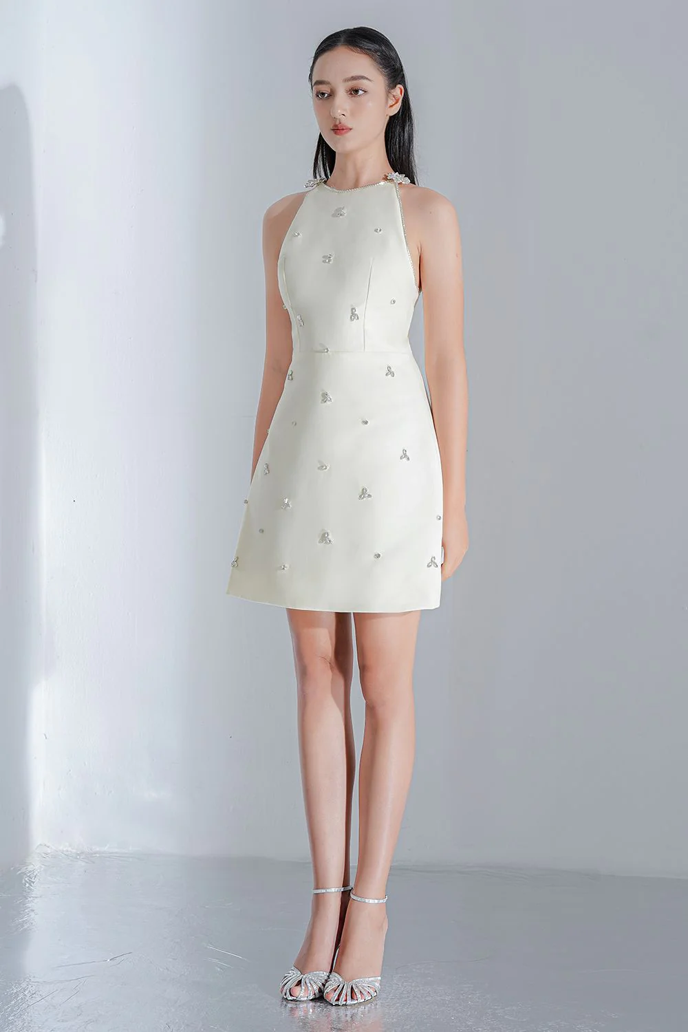 Althea A-line Sleeveless Jacquard Mini Dress