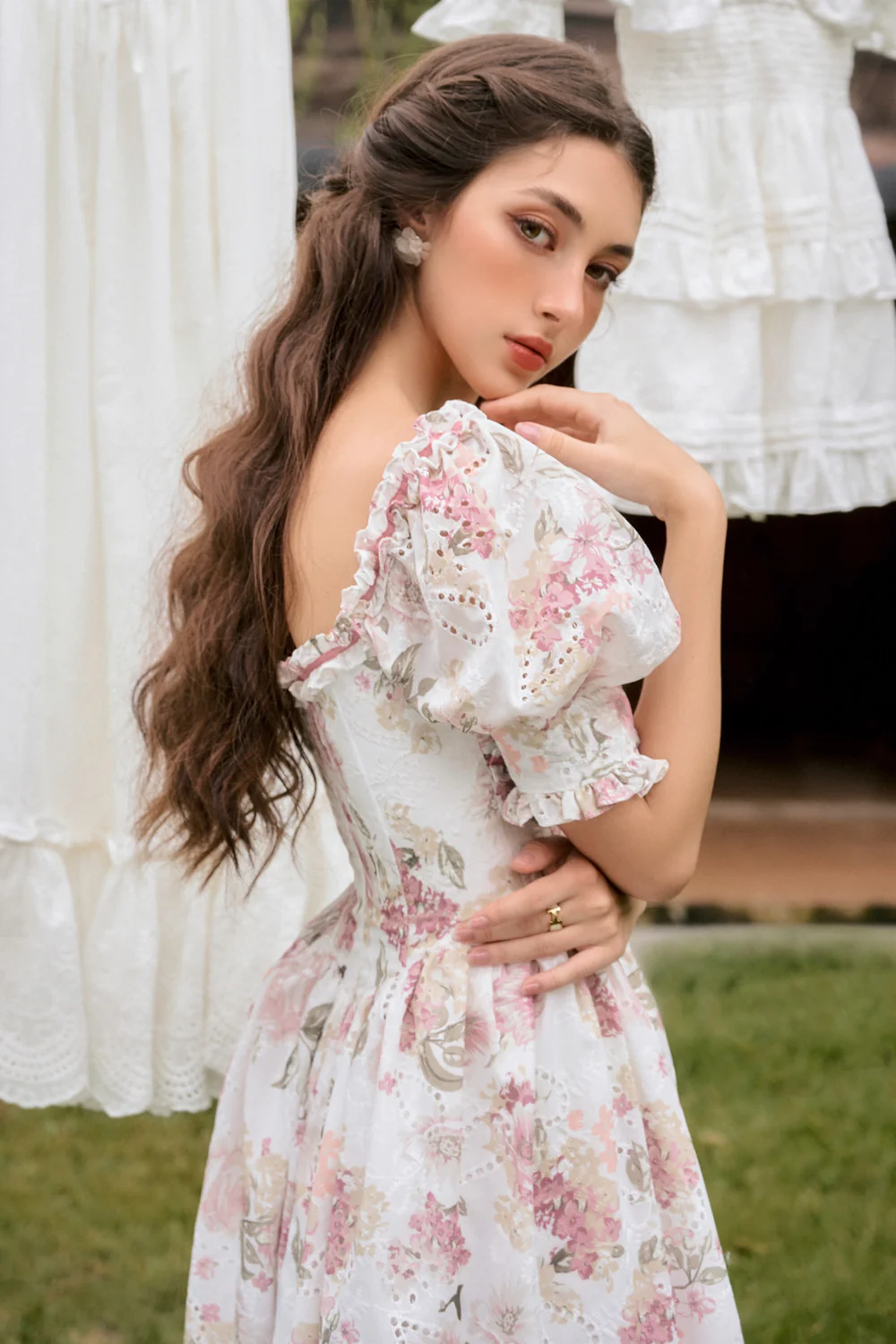 Miranda Slit Bow Tie Cotton Silk Maxi Dress