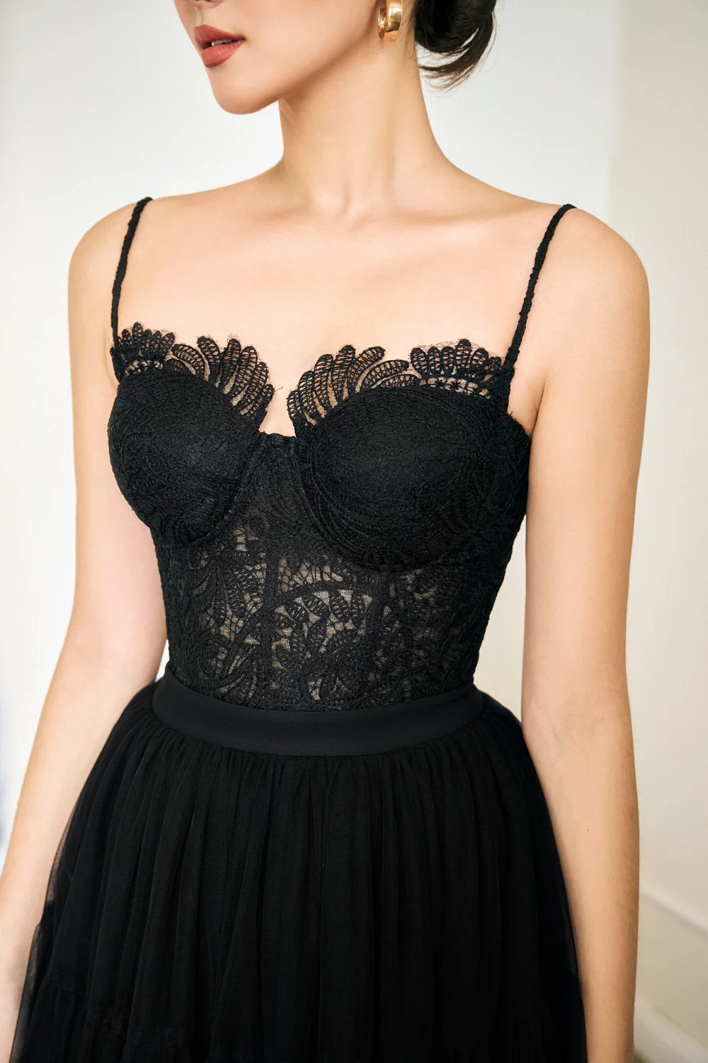 Tullie Tiered Elastic Waist Mesh Silk Midi Skirt