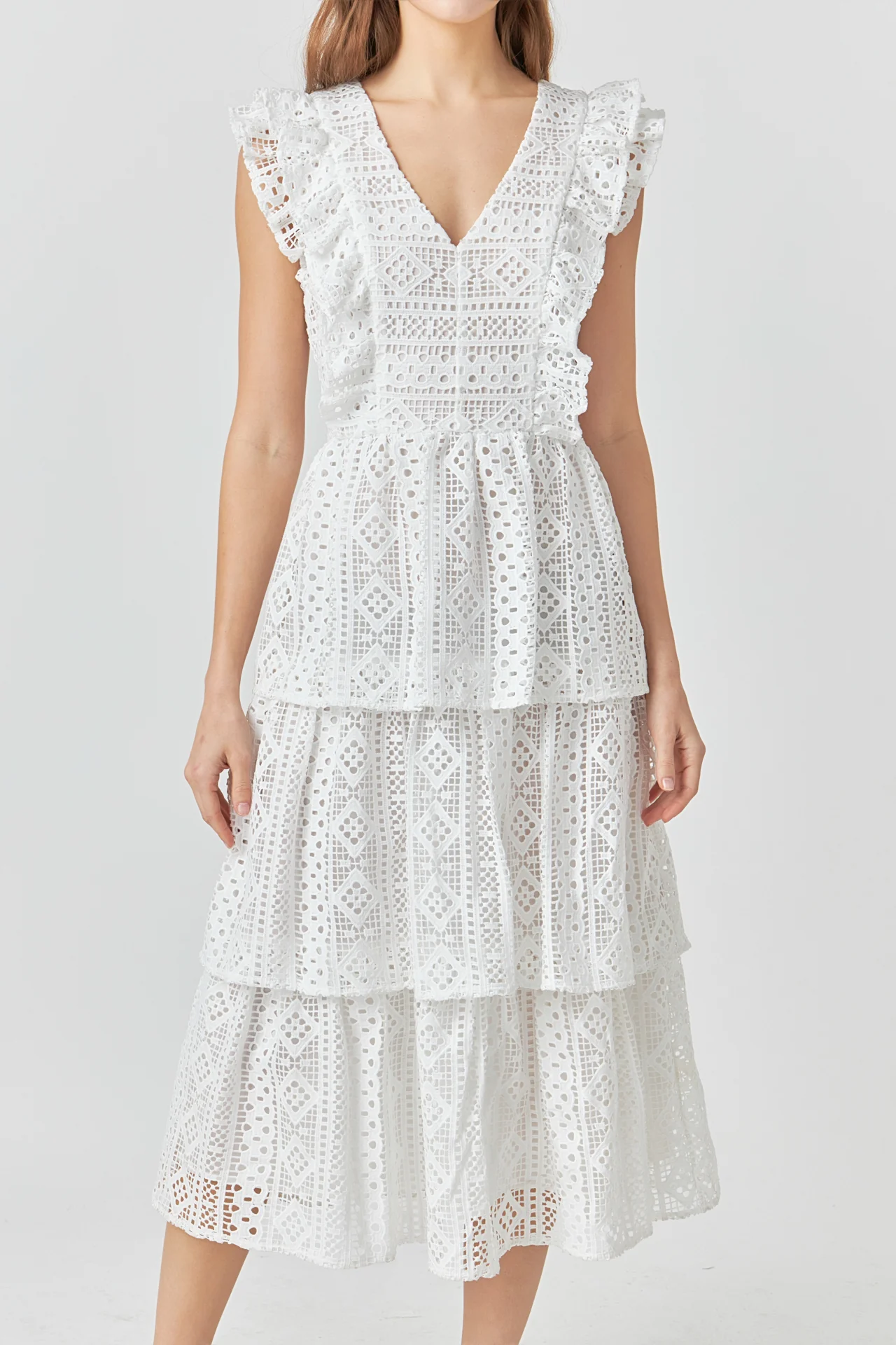 Lace Tiered Midi Dress