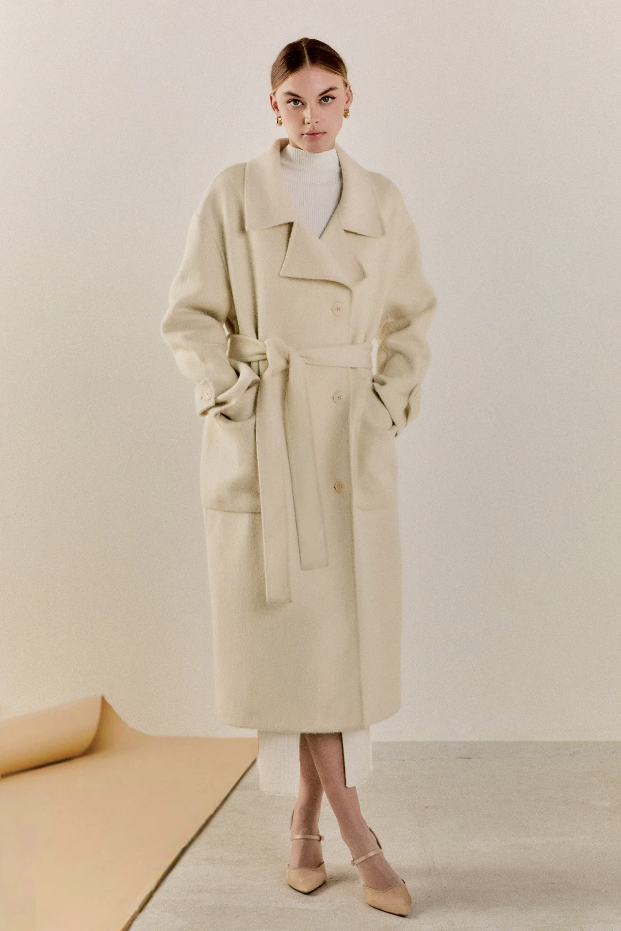 Handmade Blend Belted Maxi Coat
