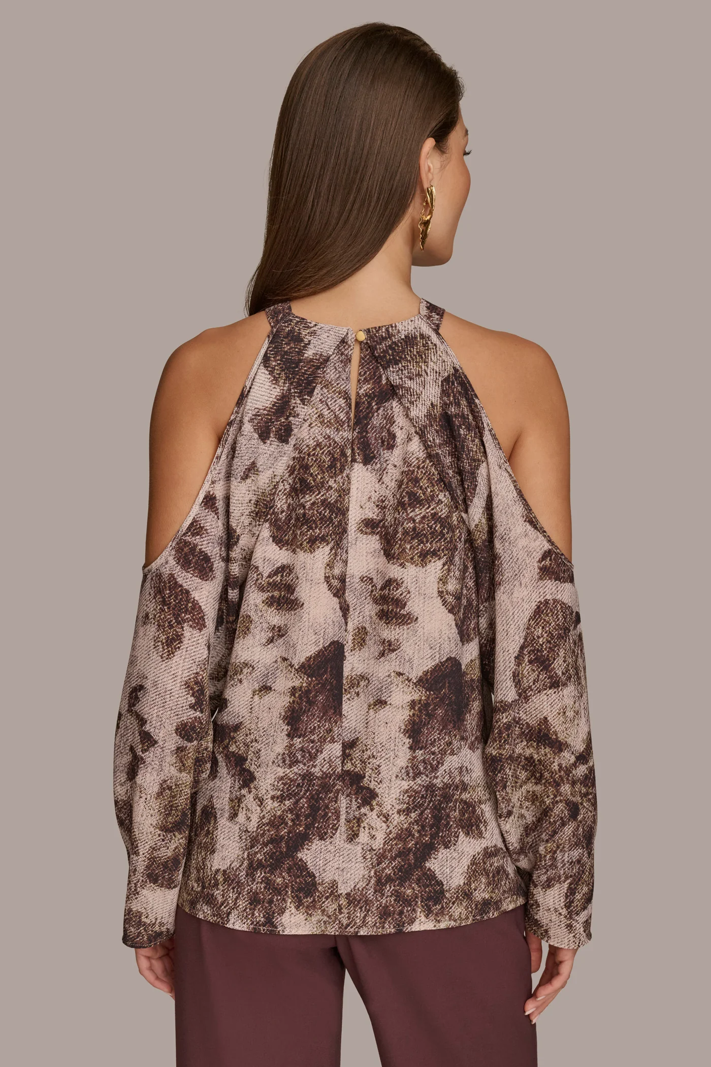 PRINTED COLD SHOULDER TOP