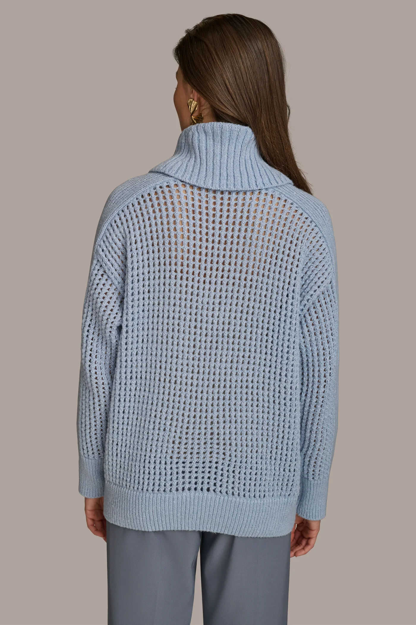 COWL NECK CUTOUT SWEATER