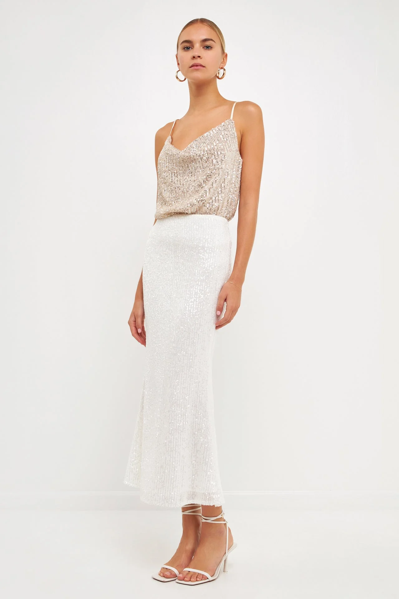 Sequins Cowl Neck Top