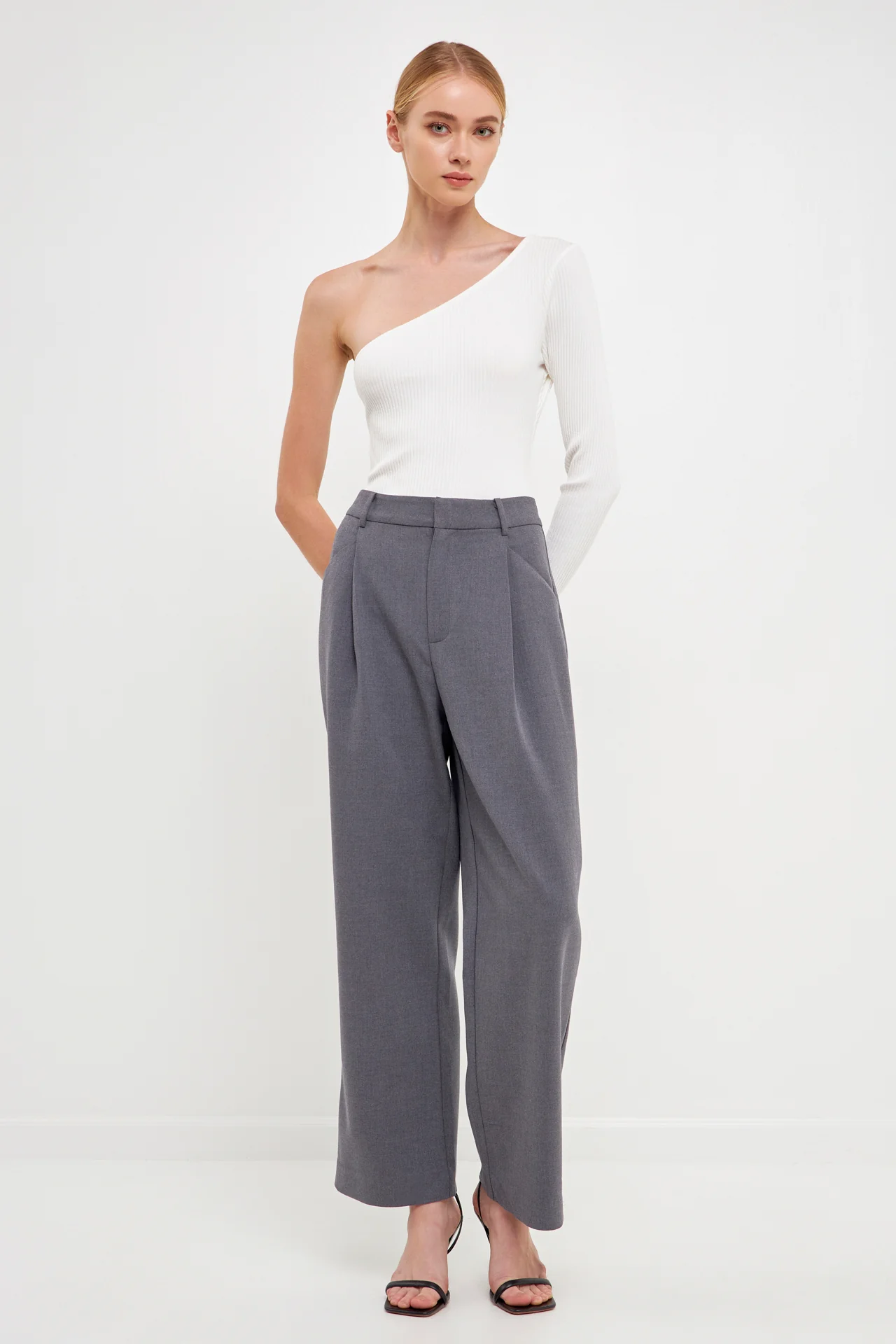 One Shoulder Ribbed Knit Bodysuit