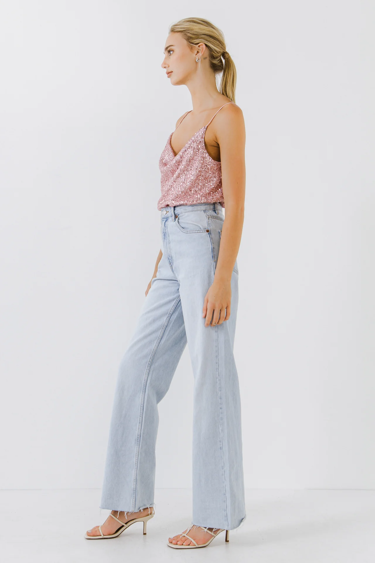 Sequins Cowl Neck Top