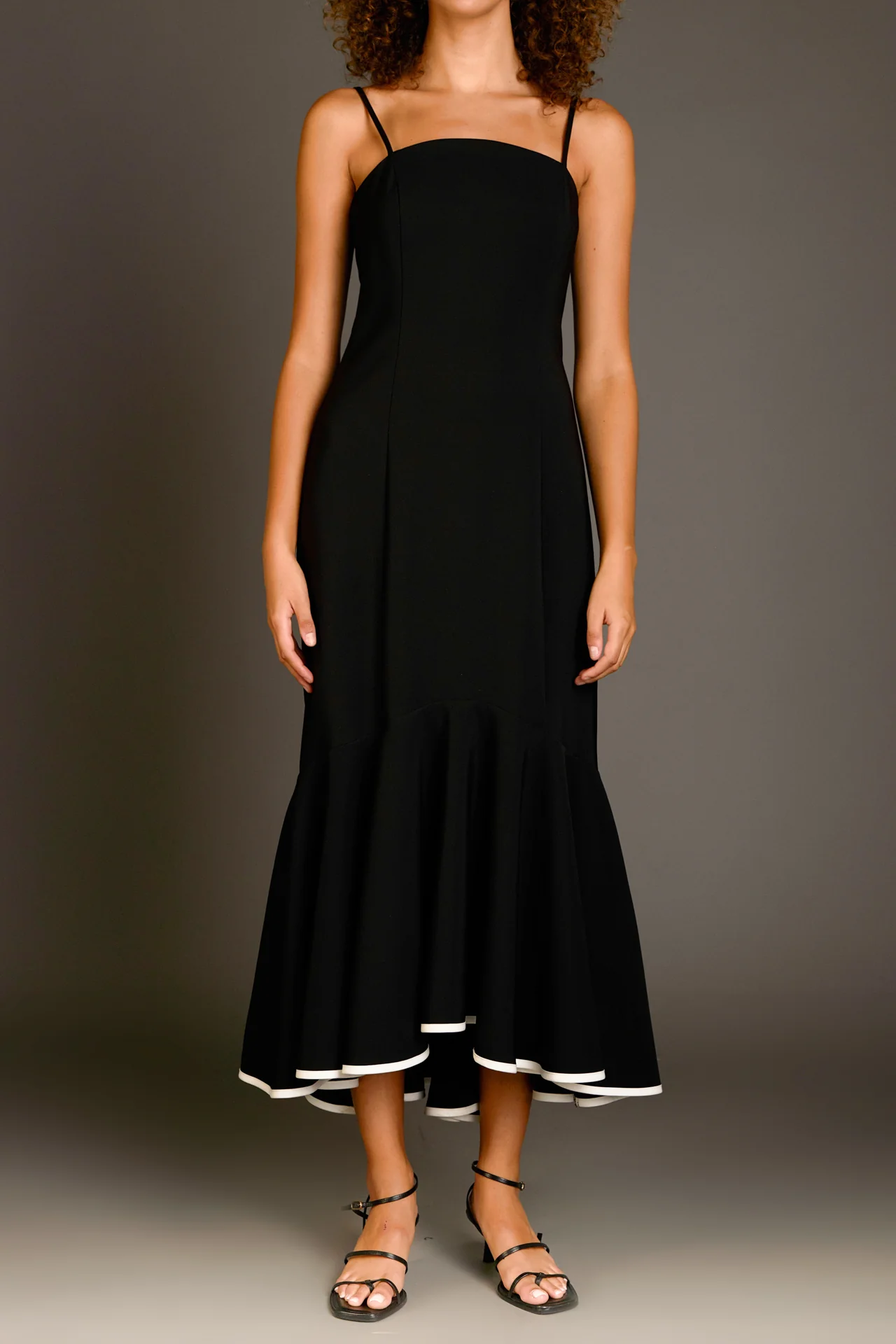 Contrast Binding Flounce Maxi Dress