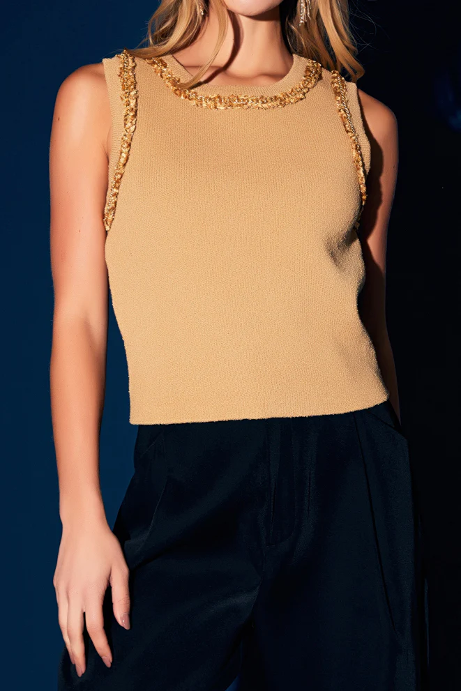 Trim Detail Knit Tank Top