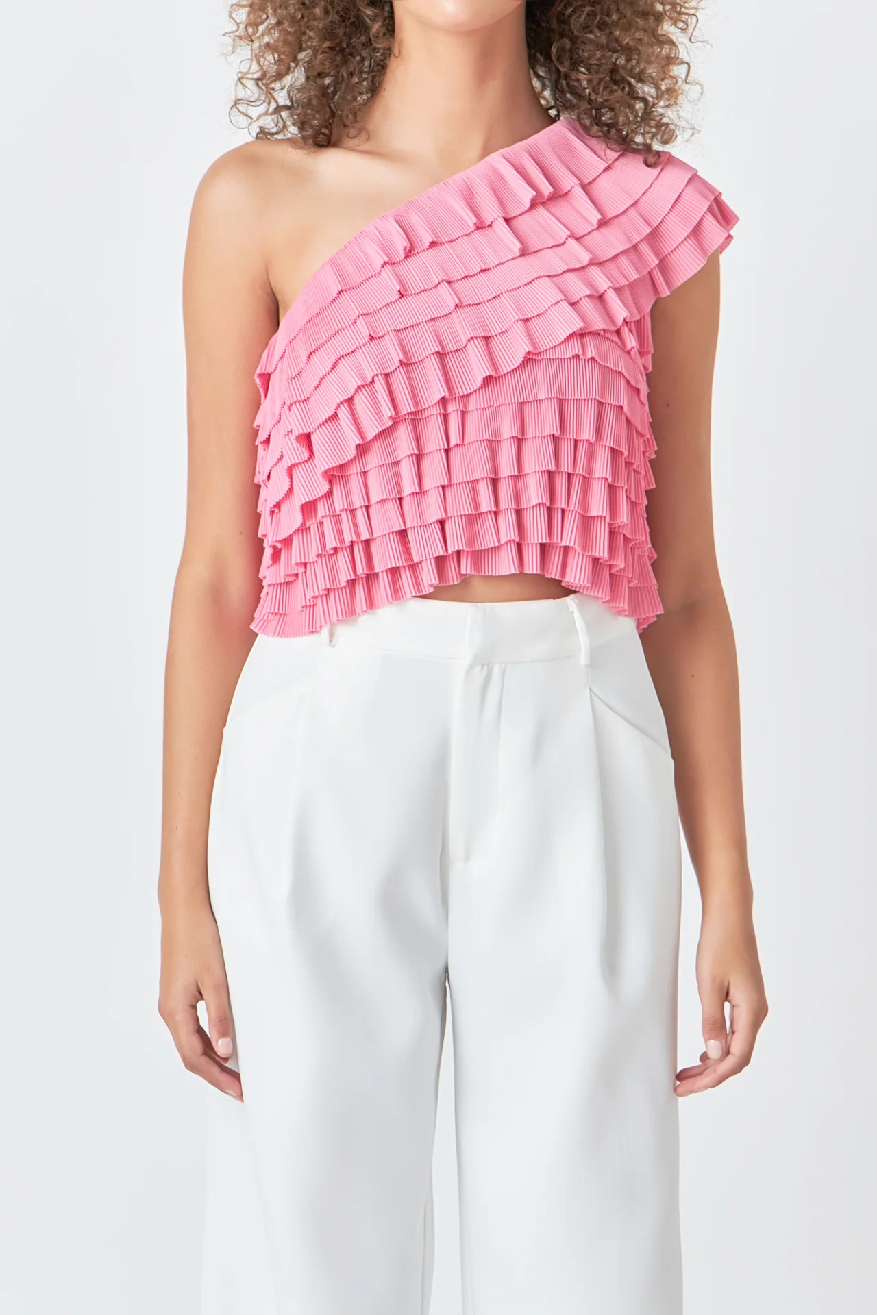 Ruffled One-shoulder Top