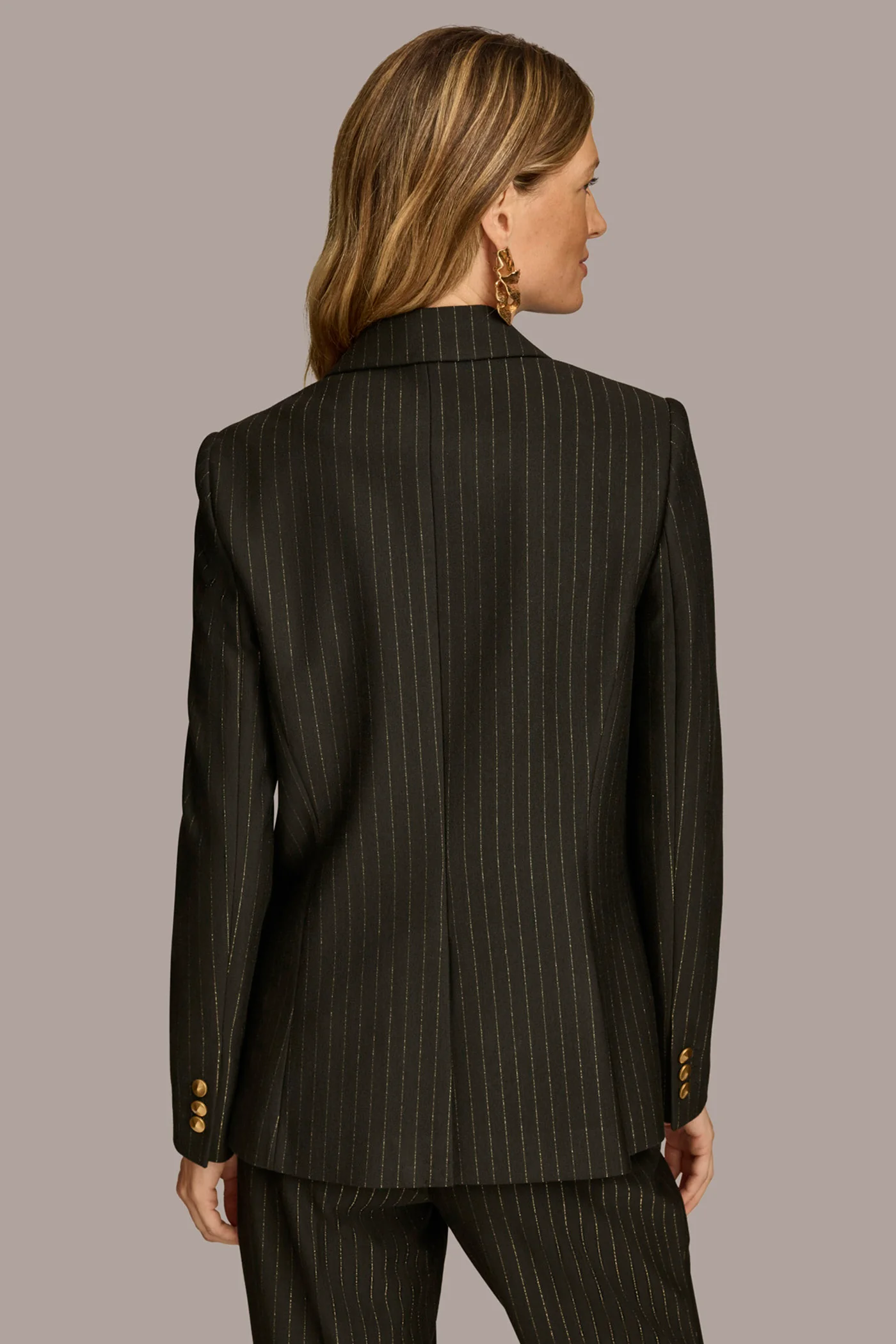 NOVELTY PINSTRIPE ONE BUTTON JACKET