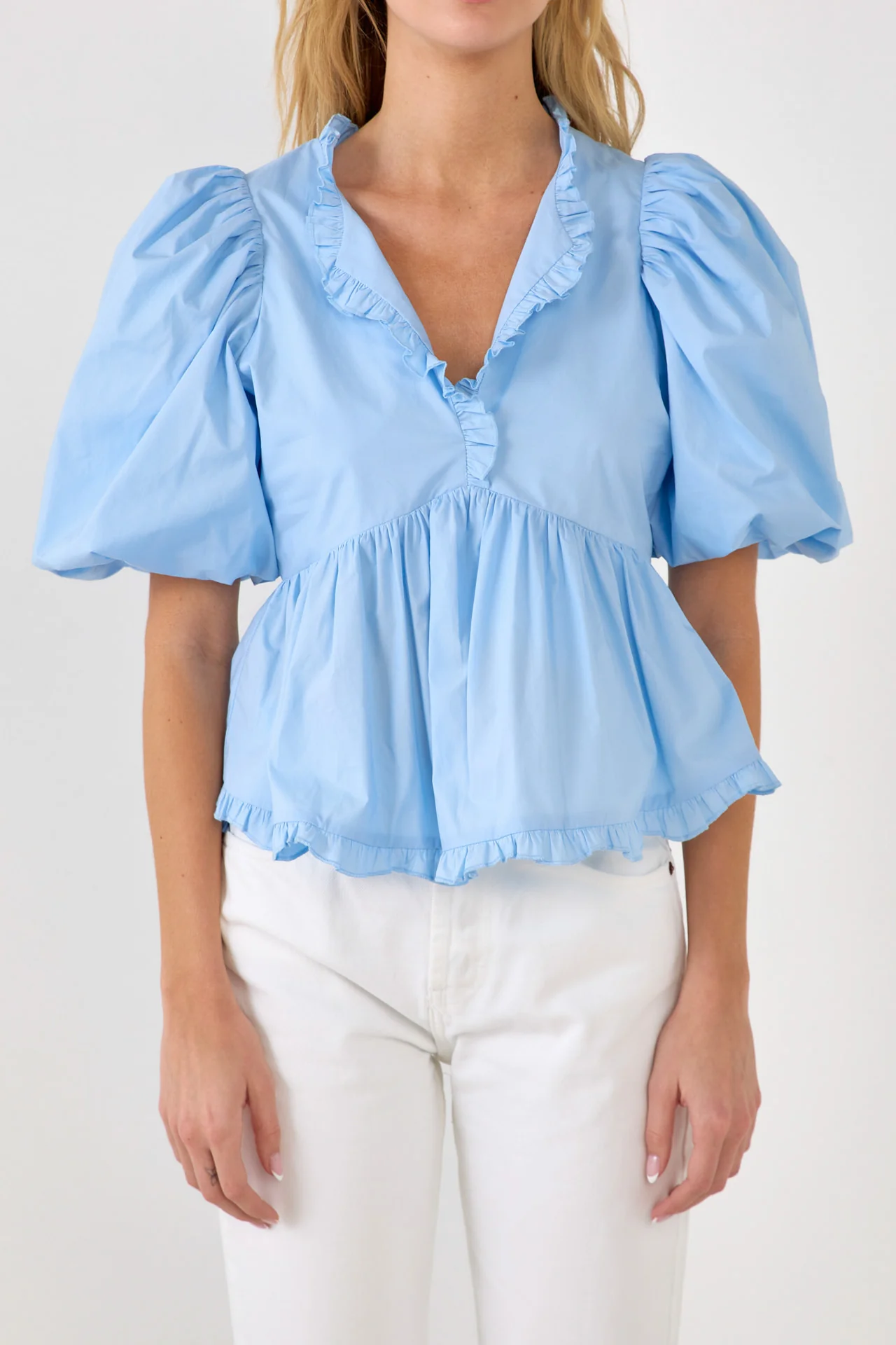 Puff Sleeve Peplum Top