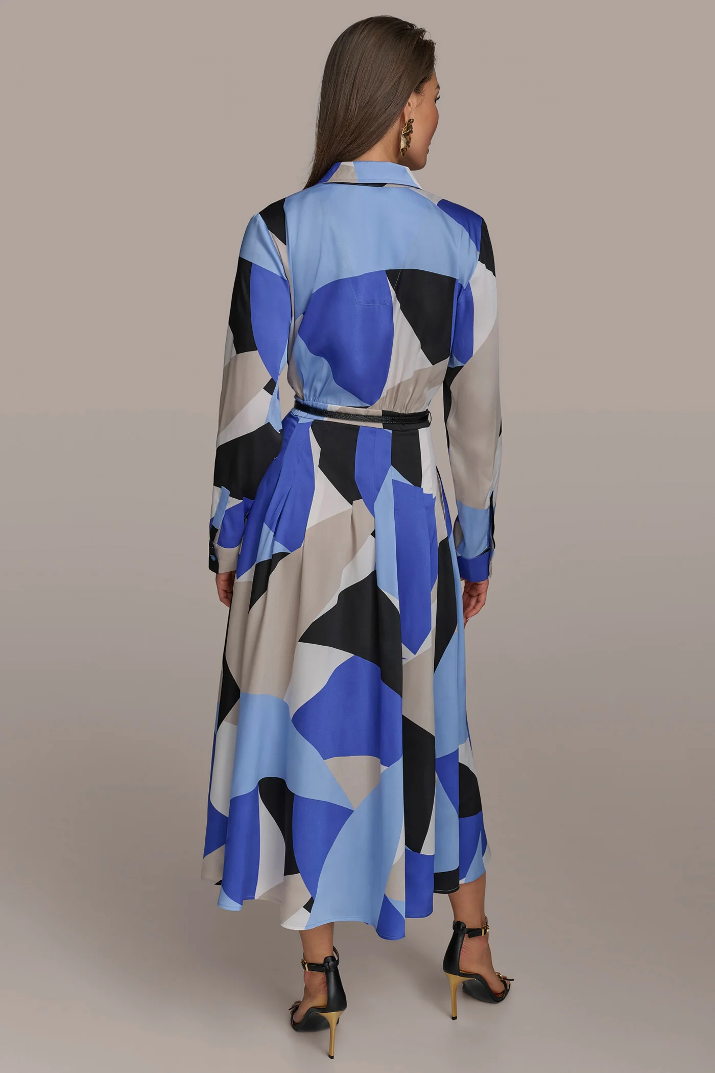 PRINTED BELTED SHIRT DRESS