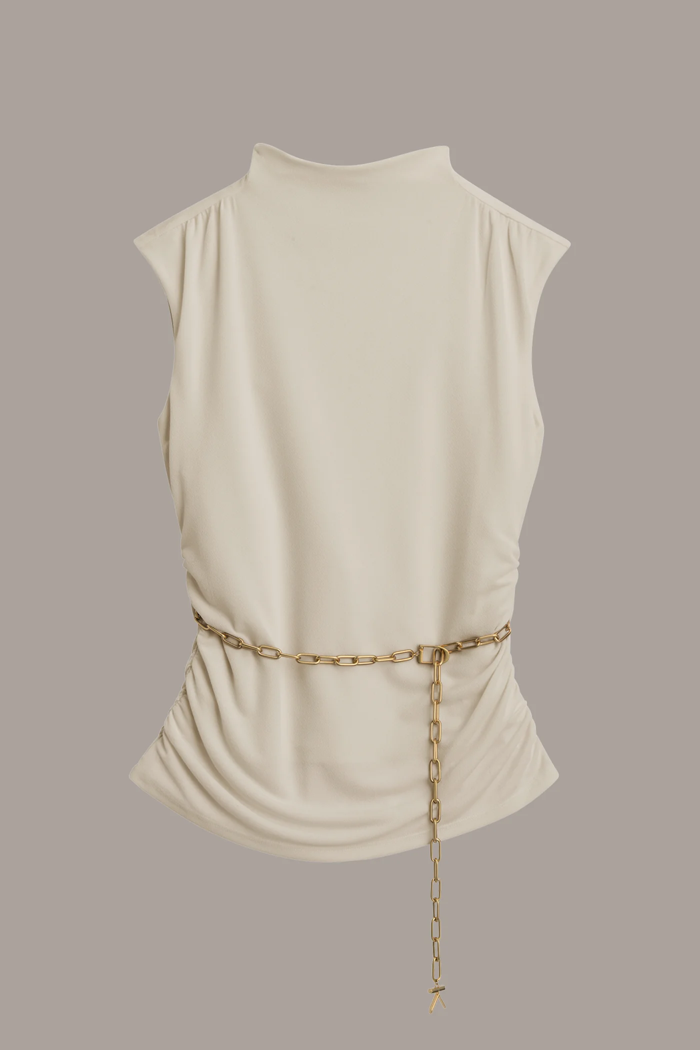 MOCK NECK TOP WITH CHAIN BELT