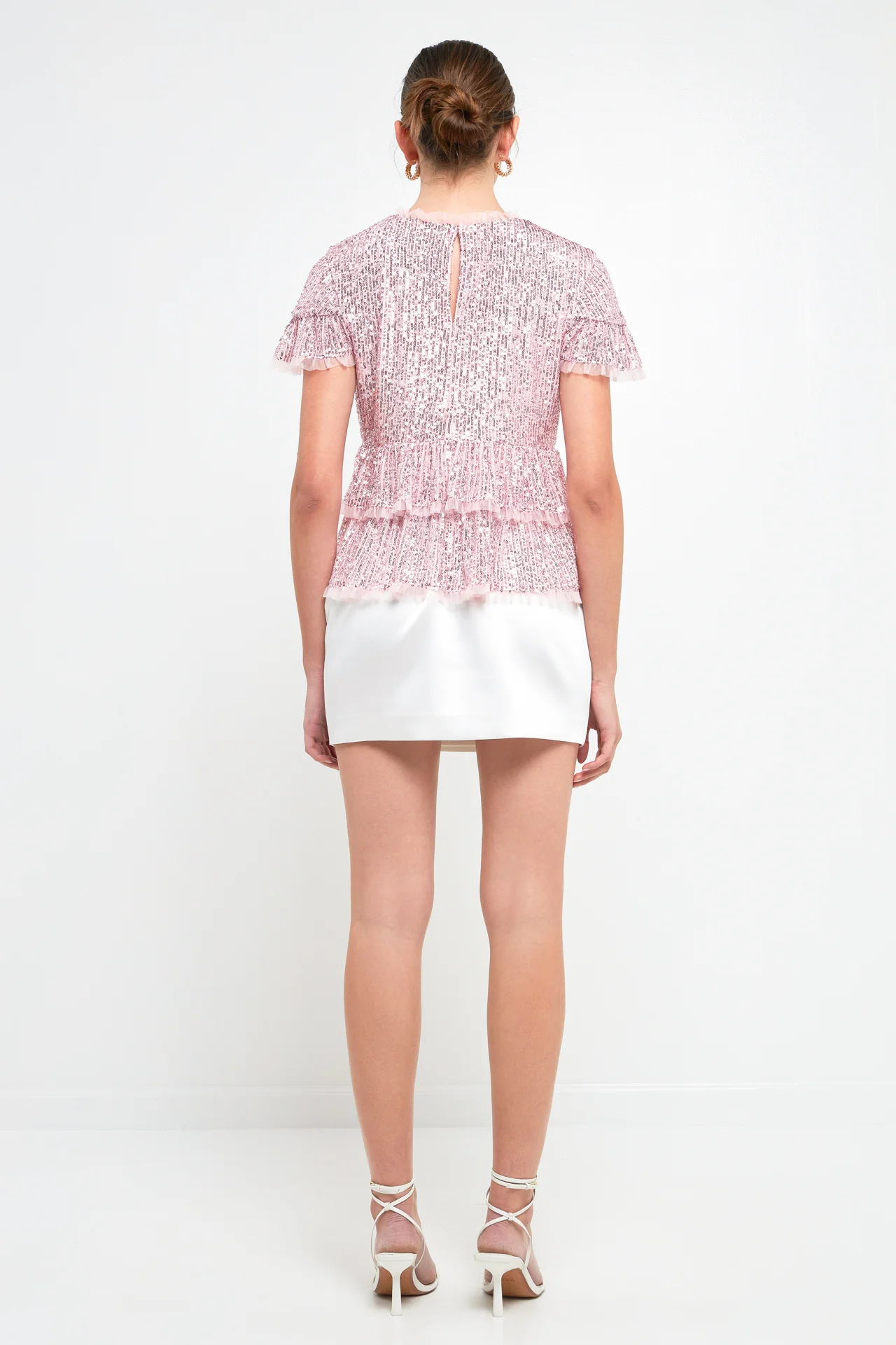 Sequins Baby Doll Top with Mesh