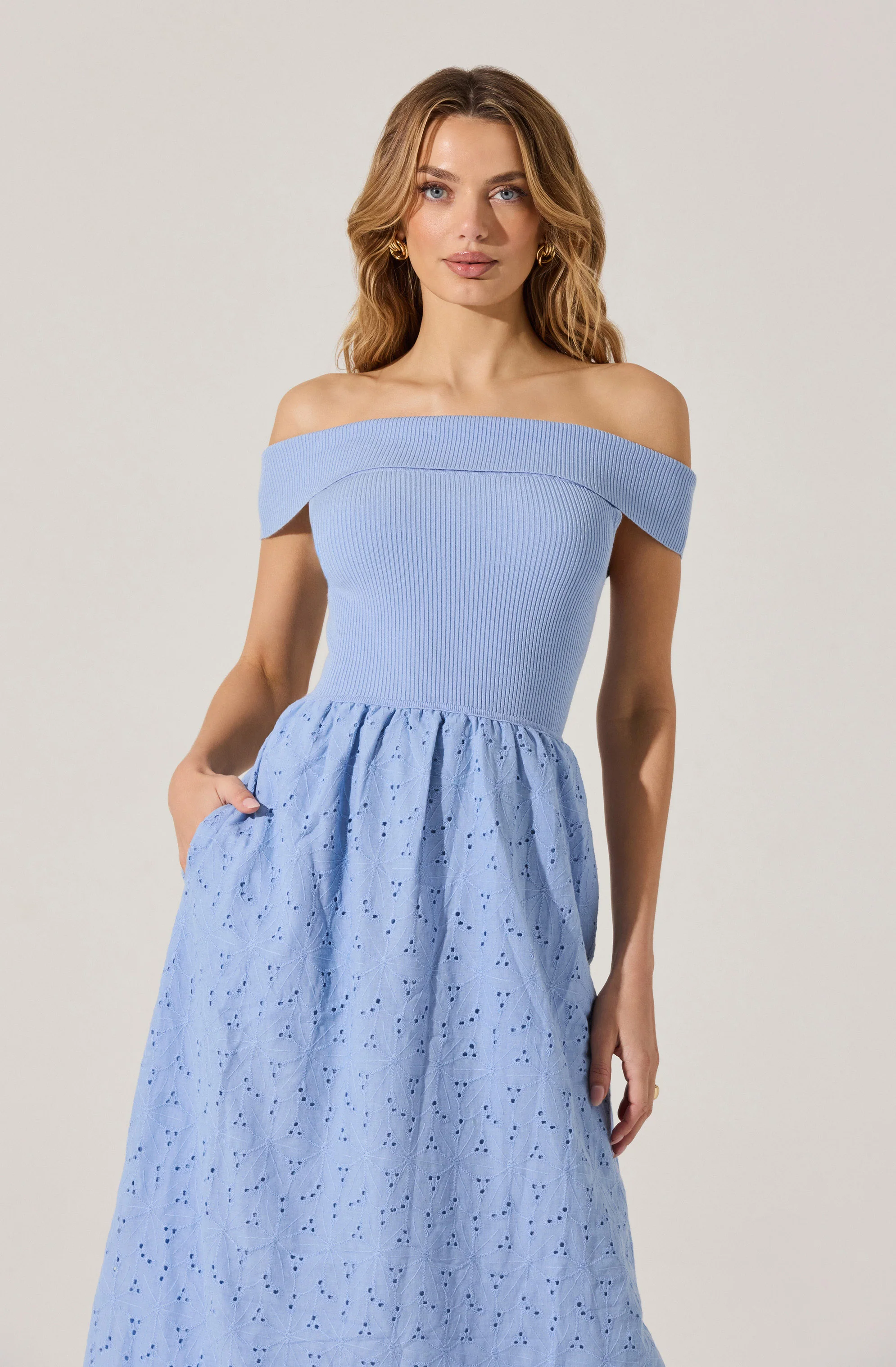 Off Shoulder Eyelet Dress