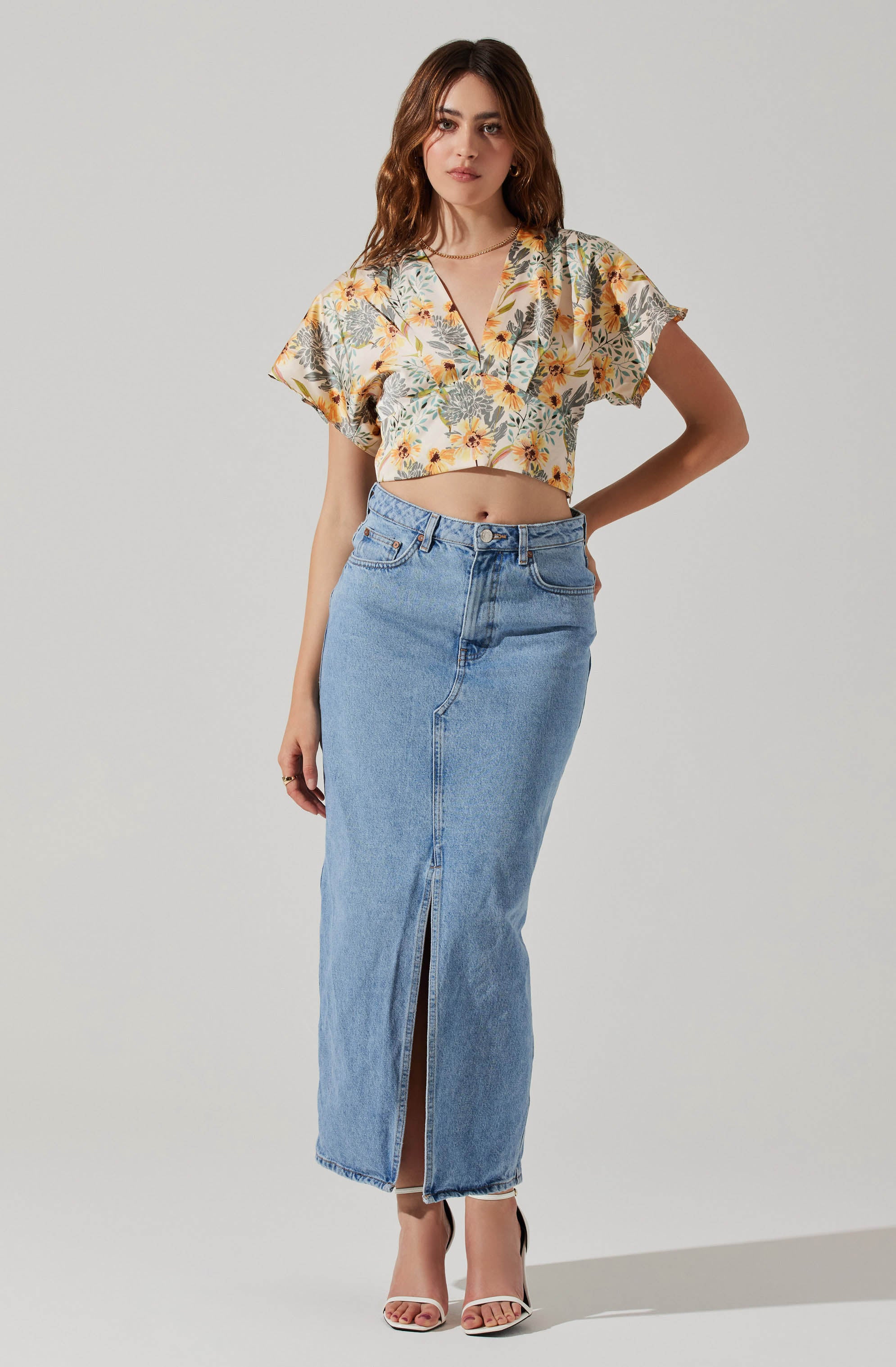 Satin Tie Back Flutter Sleeve Top