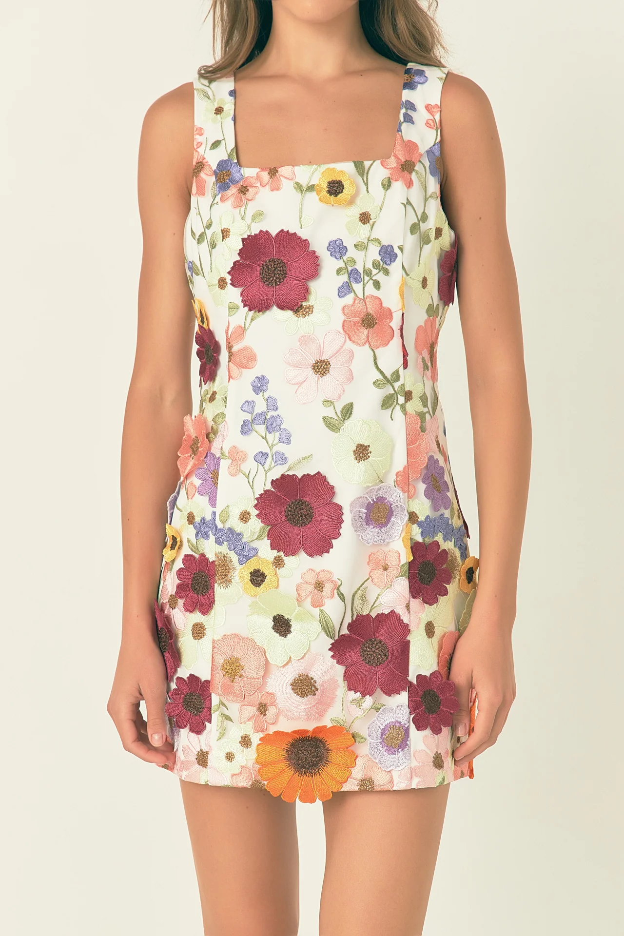 Floral Embroidered Mini Dress