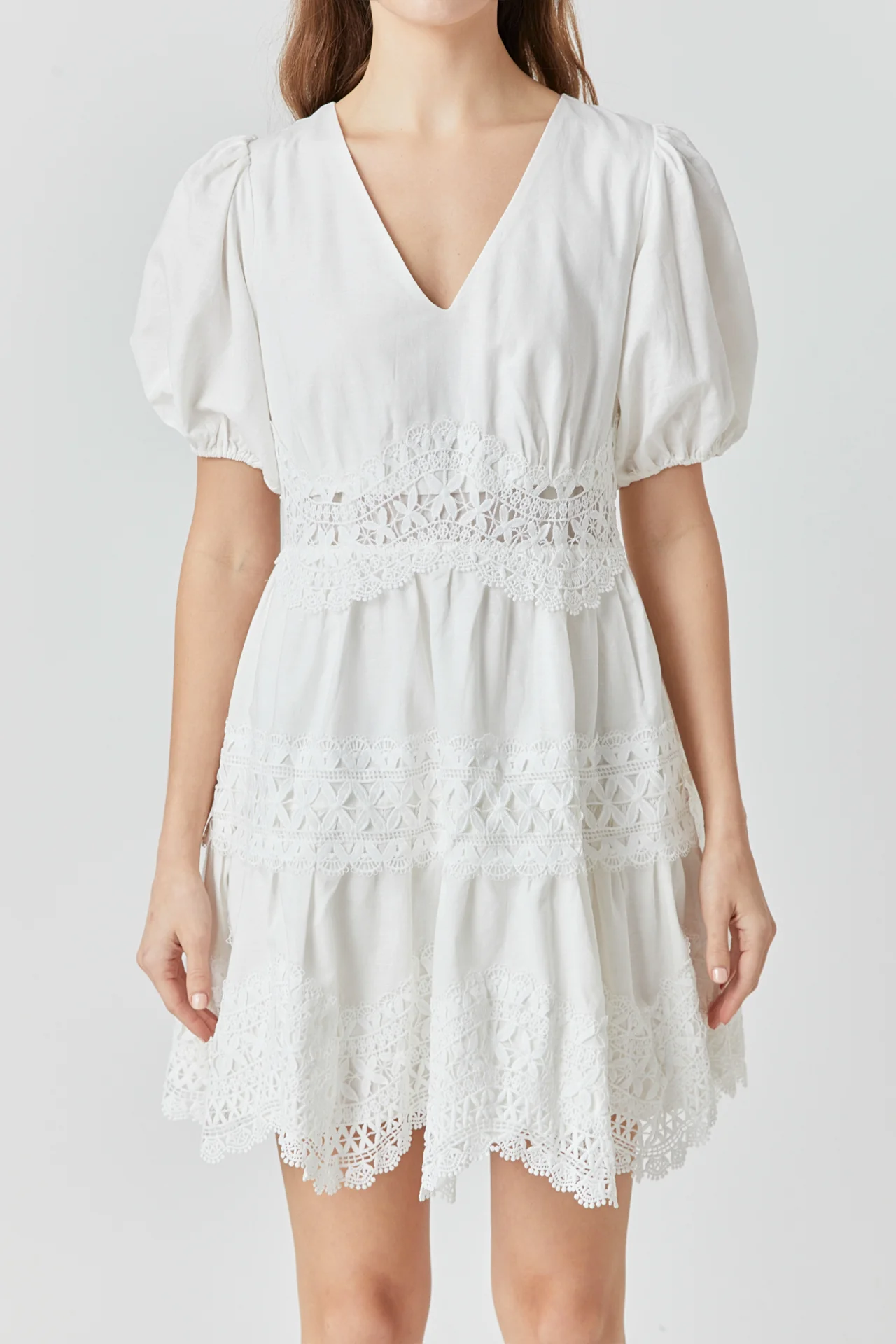 Lace Trim Mini Dress