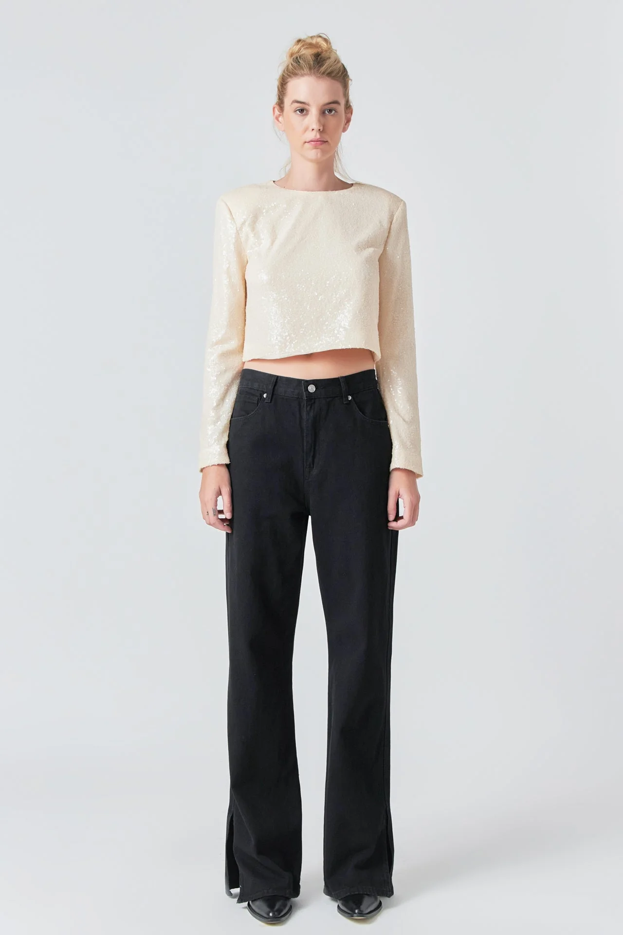 Sequin Power Shoulder Top