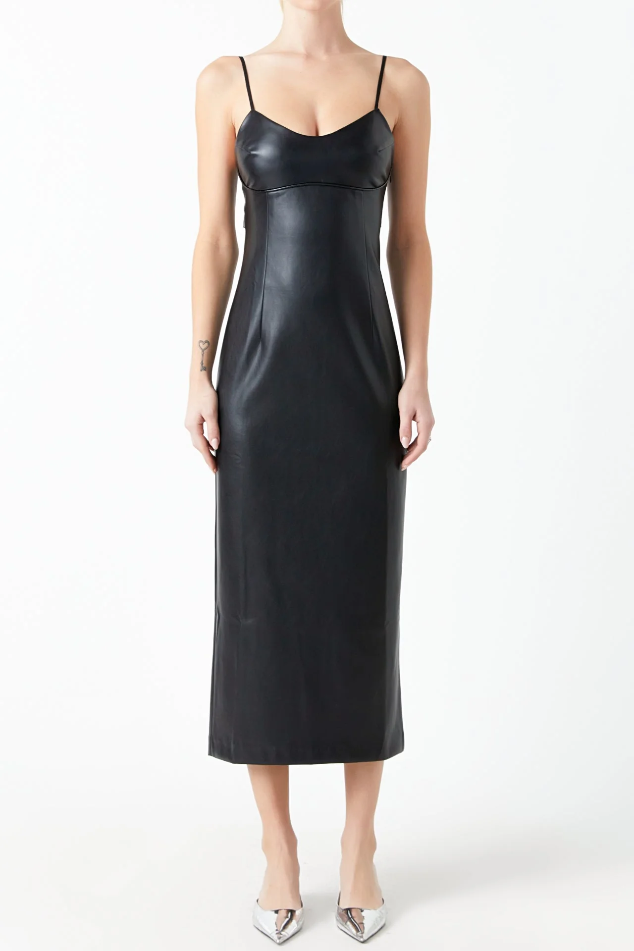 Pu Midi Sleeveless Dress