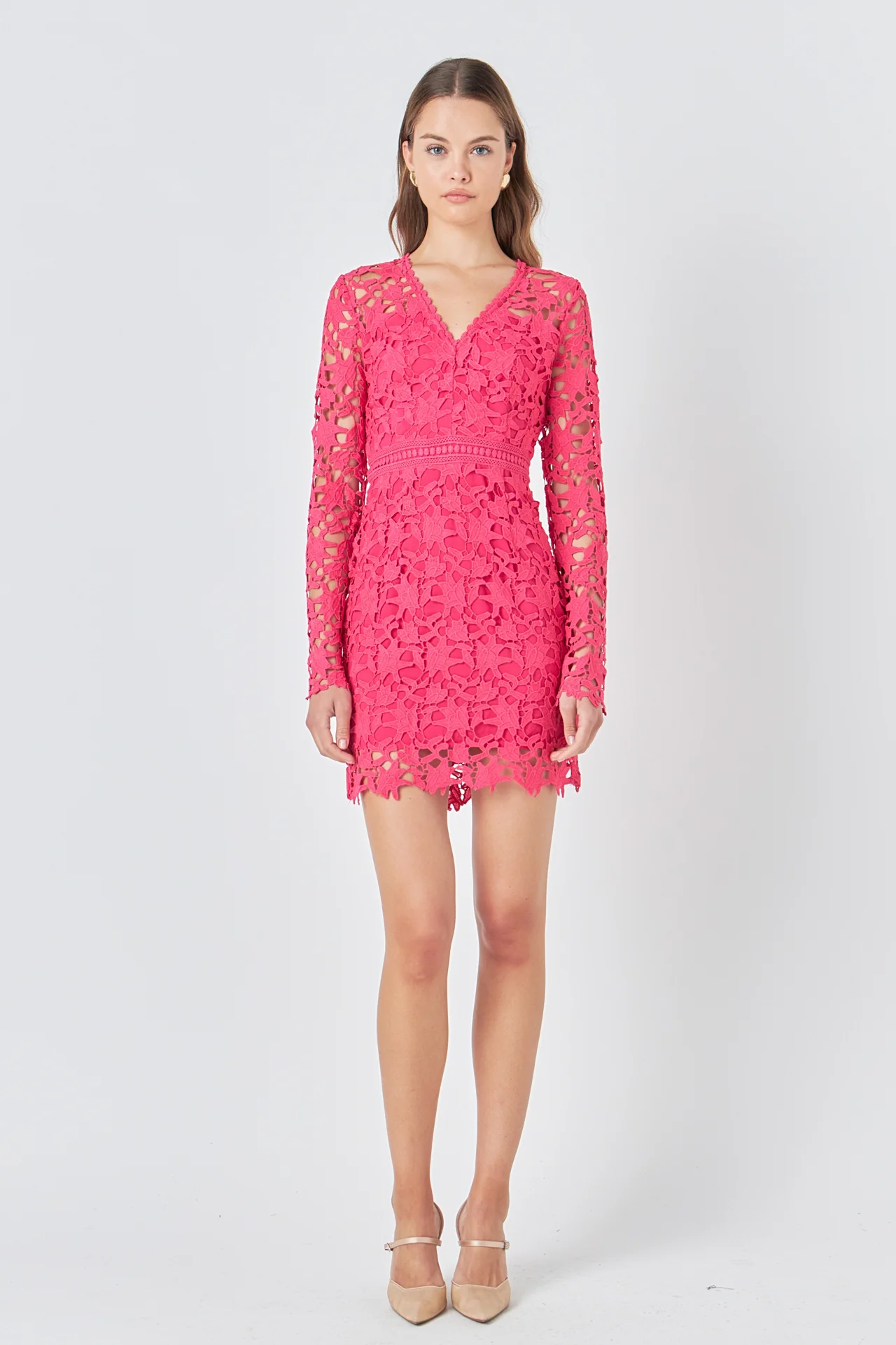 Long Sleeve Lace Mini Dress