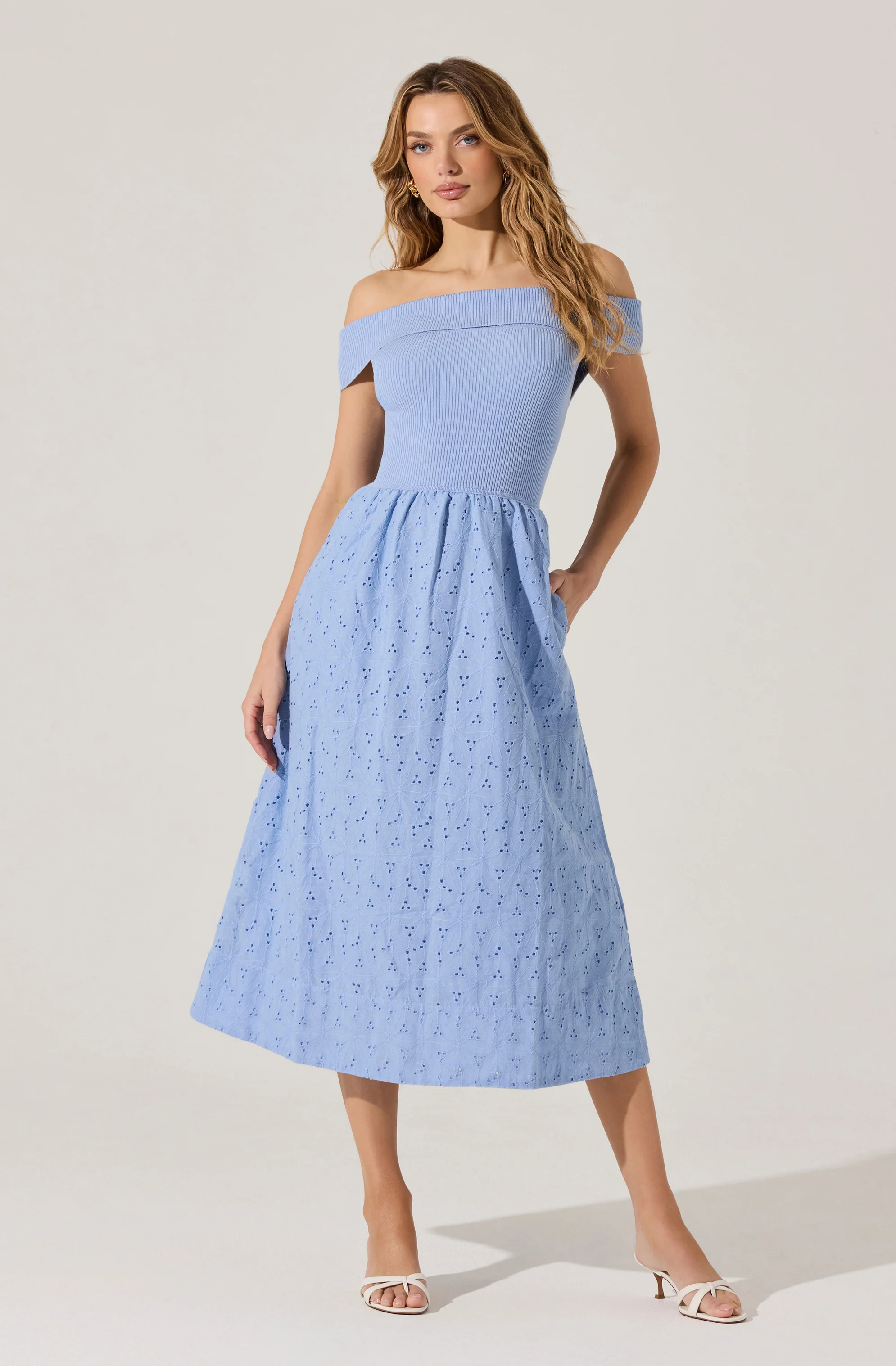 Off Shoulder Eyelet Dress
