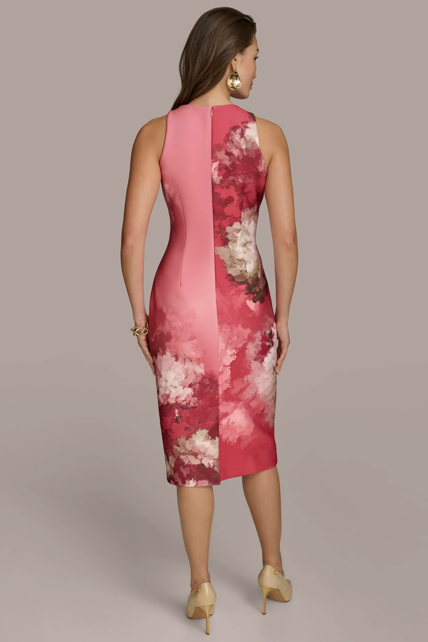 FLORAL PRINT MIDI SHEATH DRESS