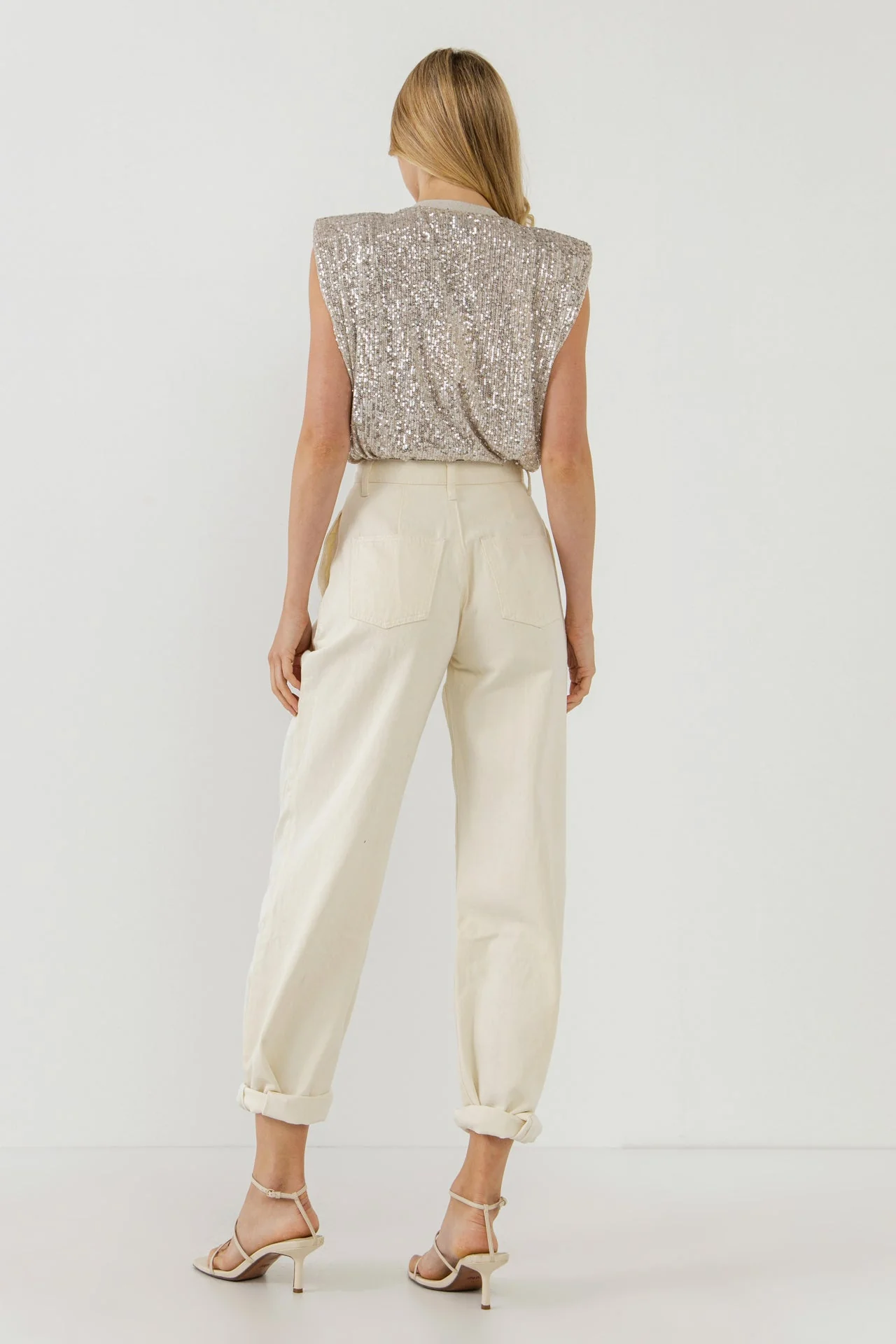 Sequin Shoulder Pad Top