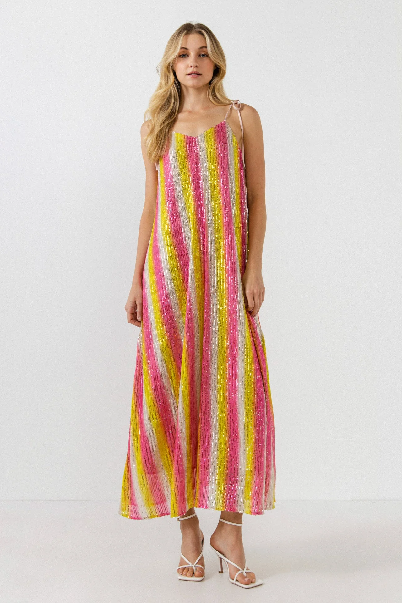 Striped Sequin Maxi Dress