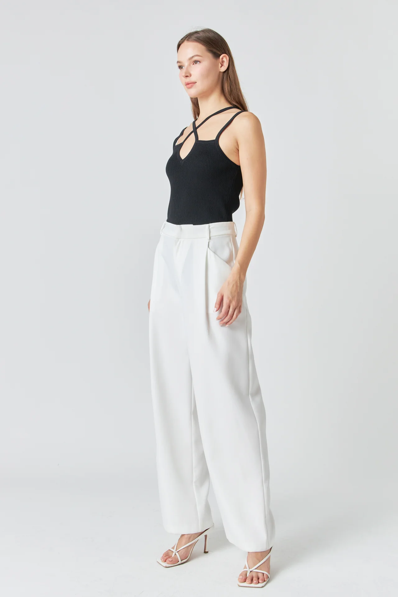 Strap Detail Fitted Knit Top