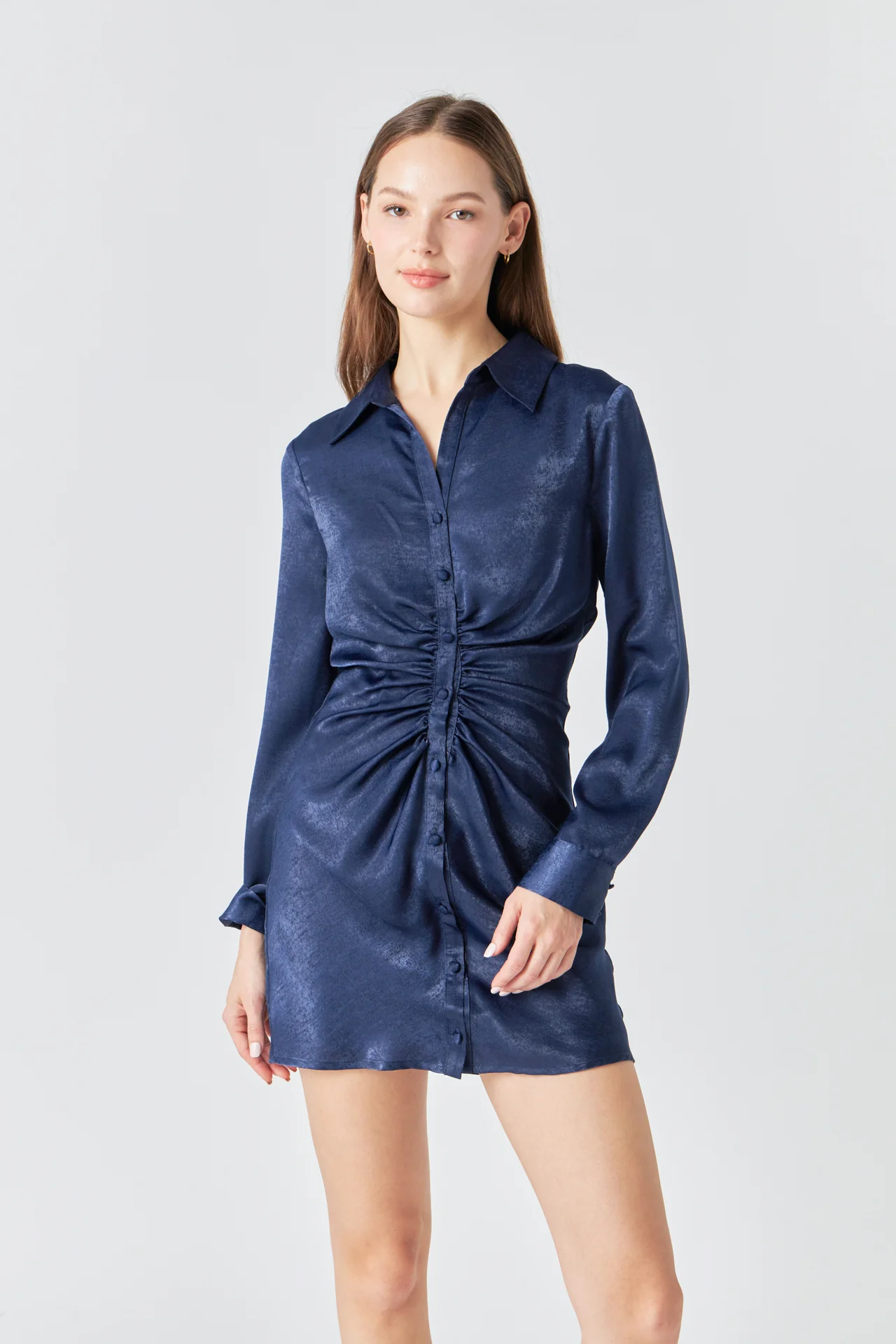 Satin Front Cinched Mini Dress
