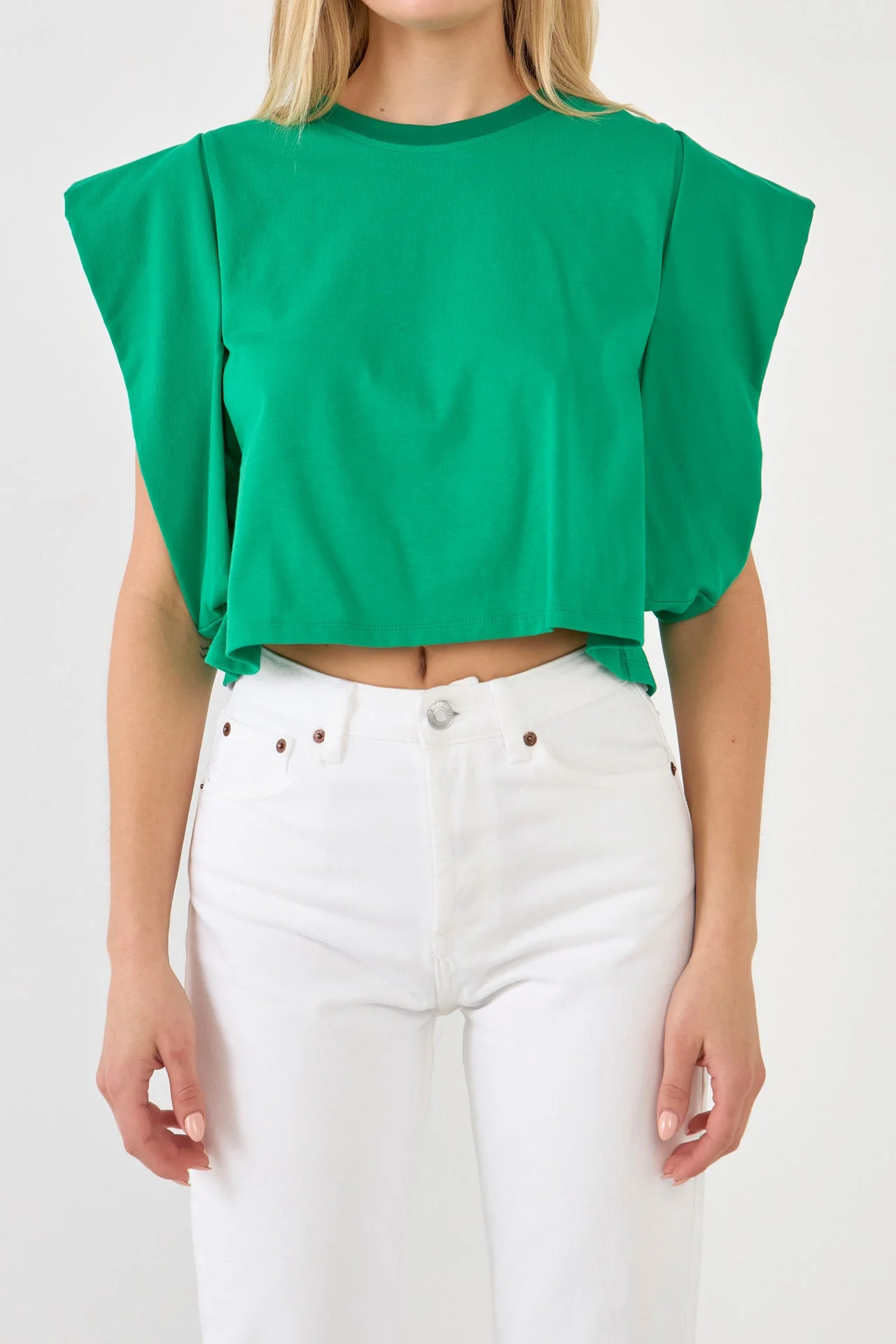 Drop Shoulder Cropped Top