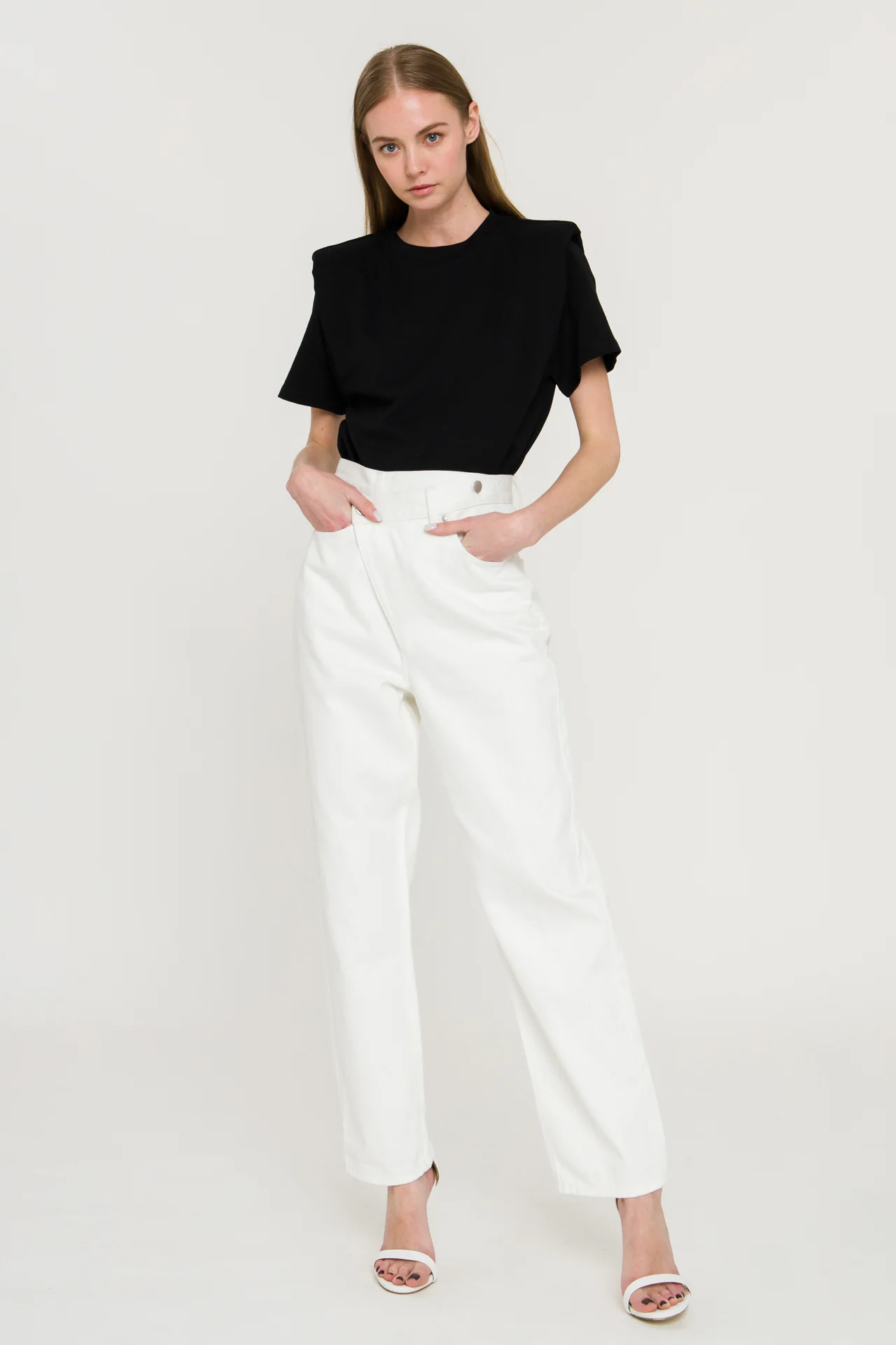 Shoulder Padded Short Sleeve T-Shirt