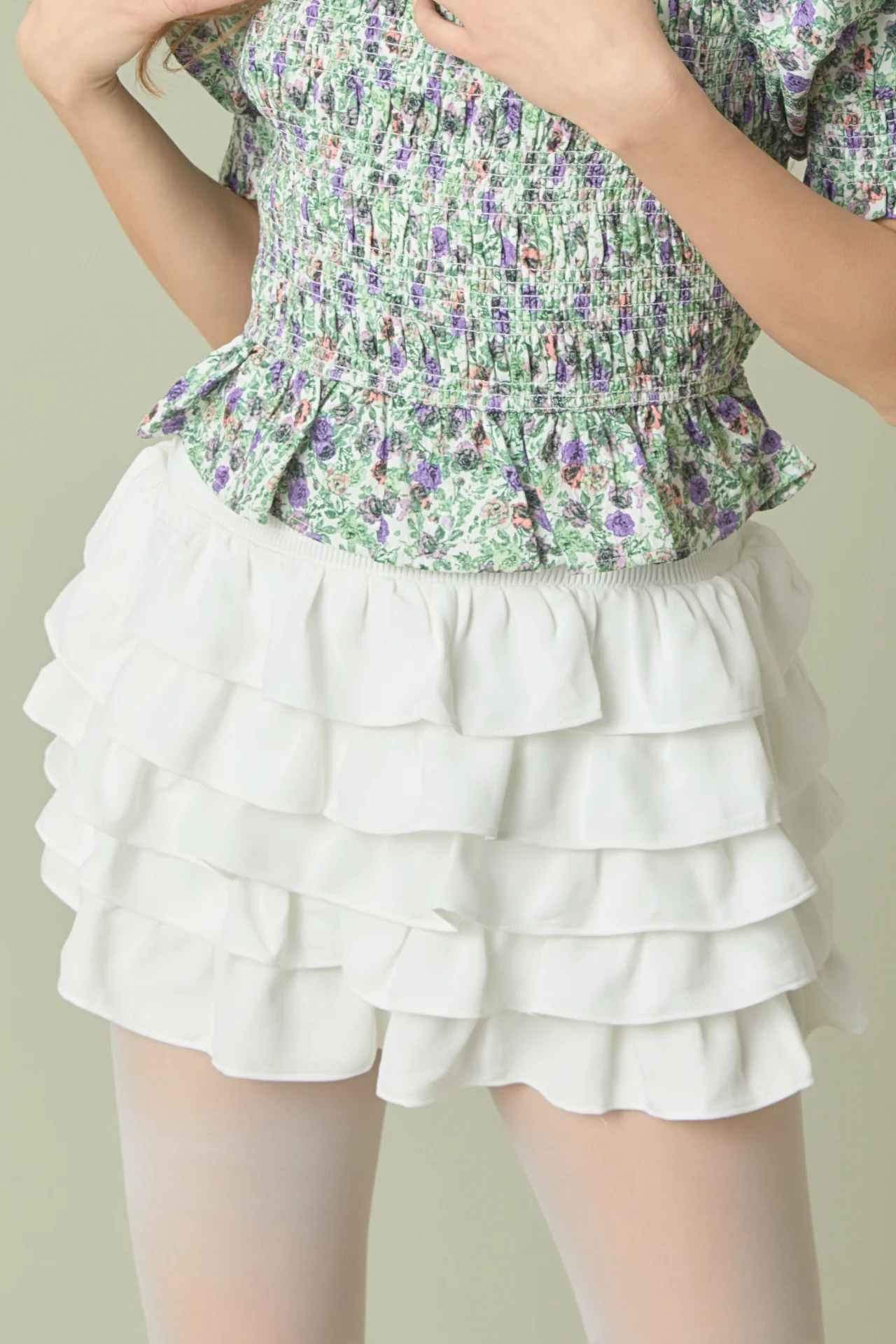 Tiered Ruffle Mini Skirt