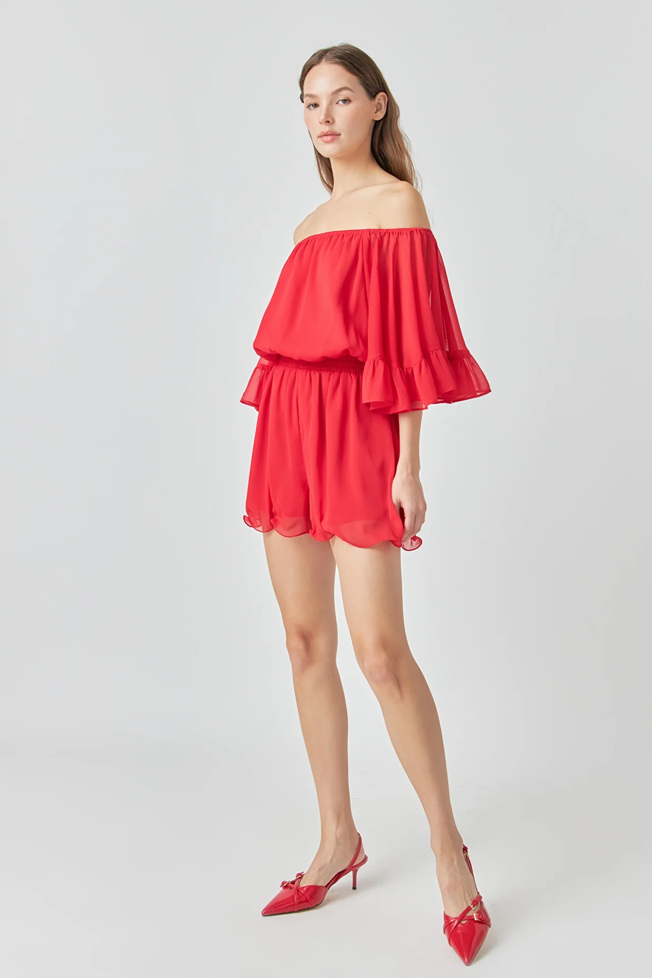 Ruffled Sleeve Romper