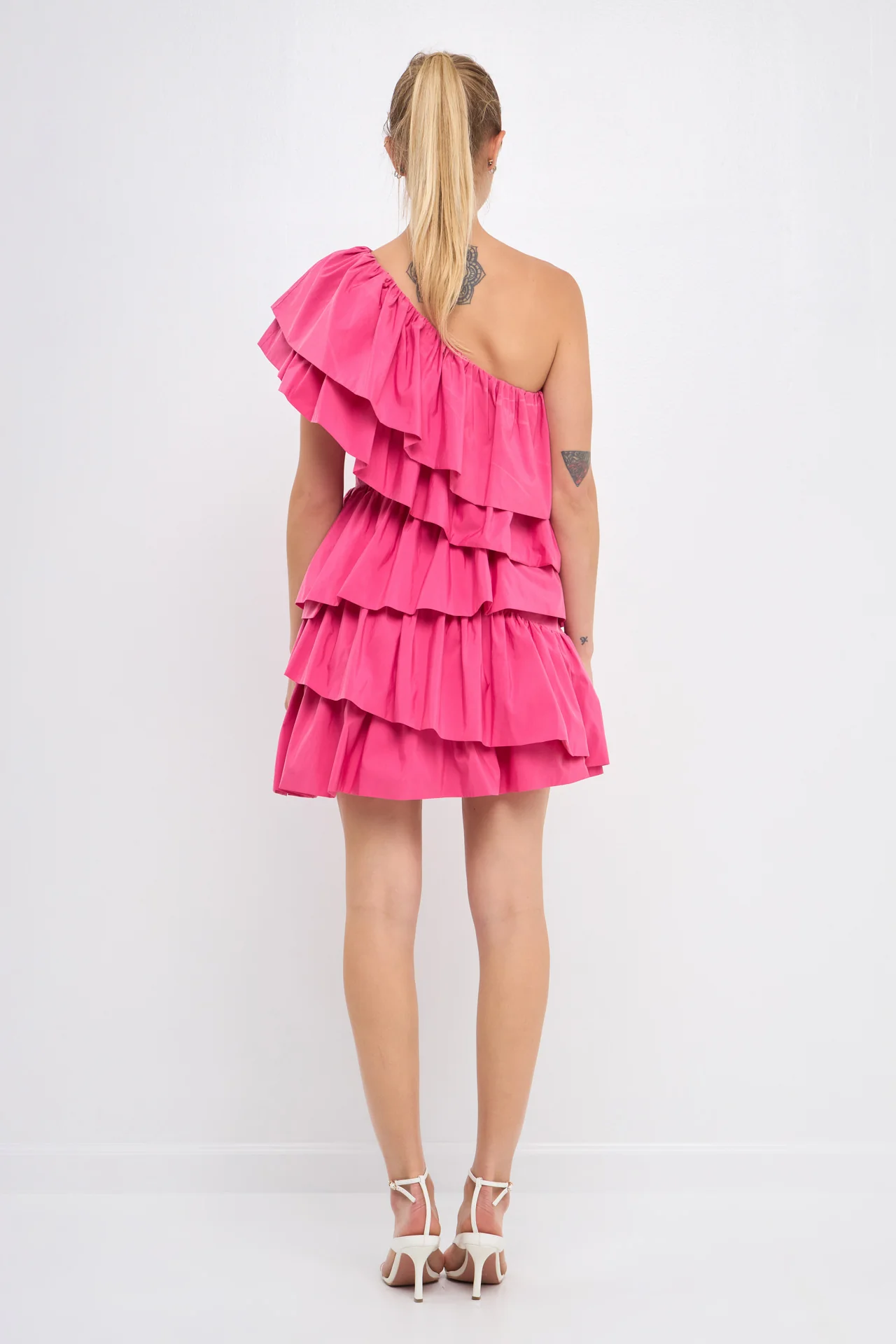 One-Shoulder Ruffled Mini Dress