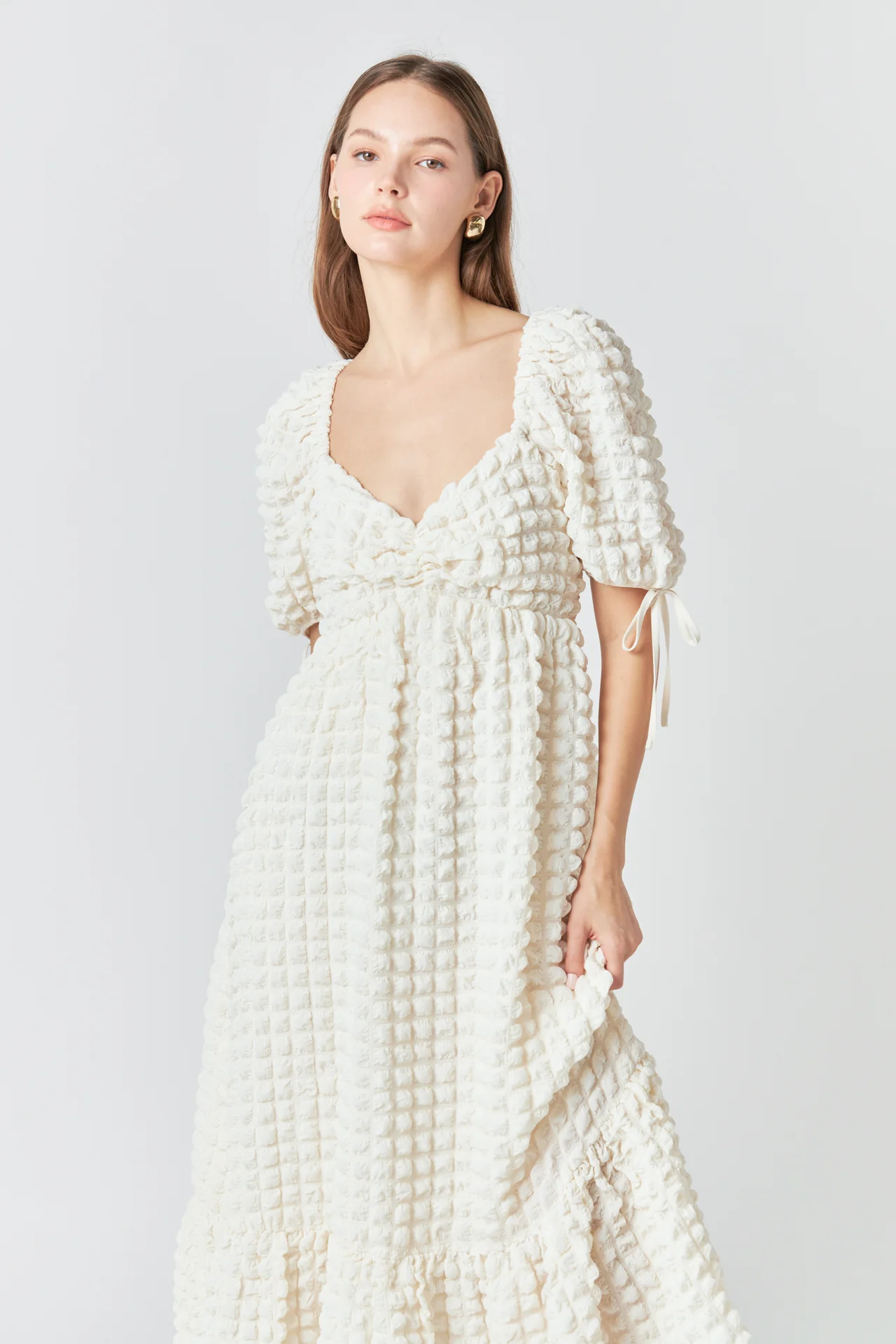 Bubble Puff Sleeve Maxi Dress