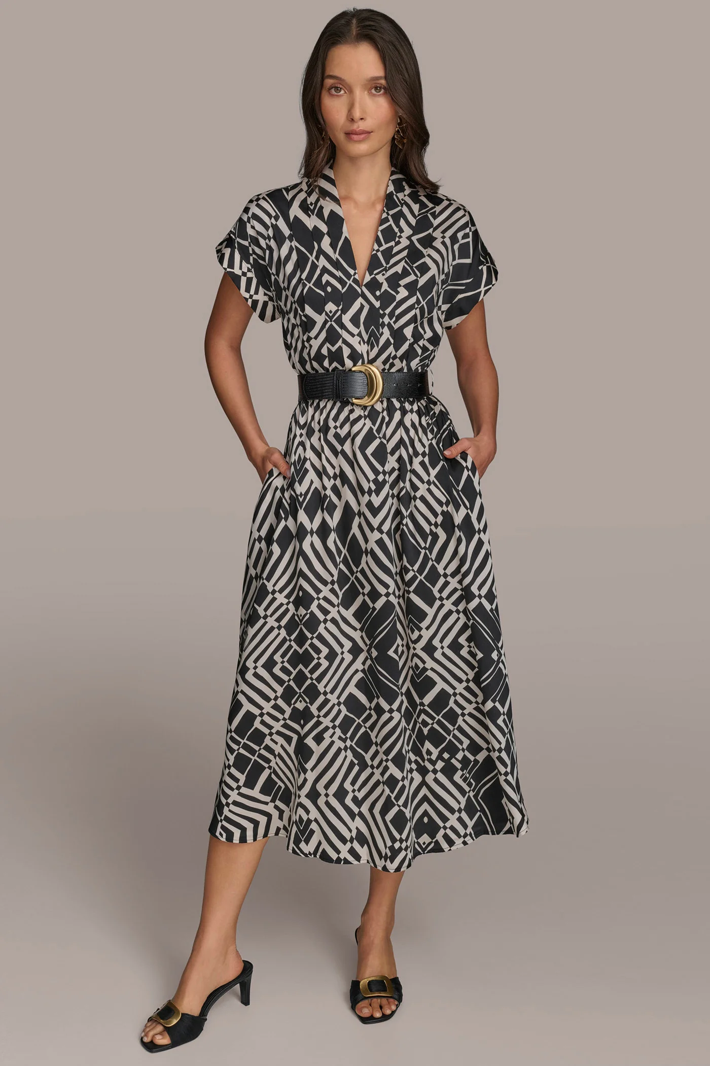 ABSTRACT MIDI SHIRT DRESS