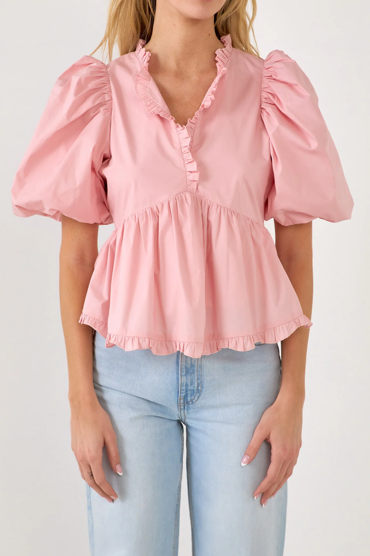 Puff Sleeve Peplum Top