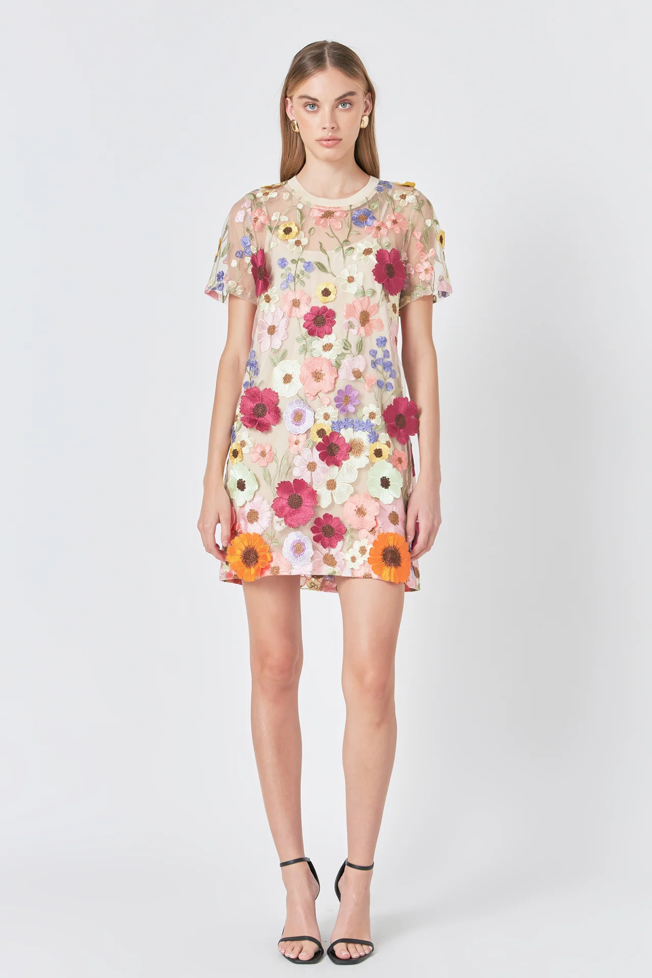 Floral Applique Mini Dress