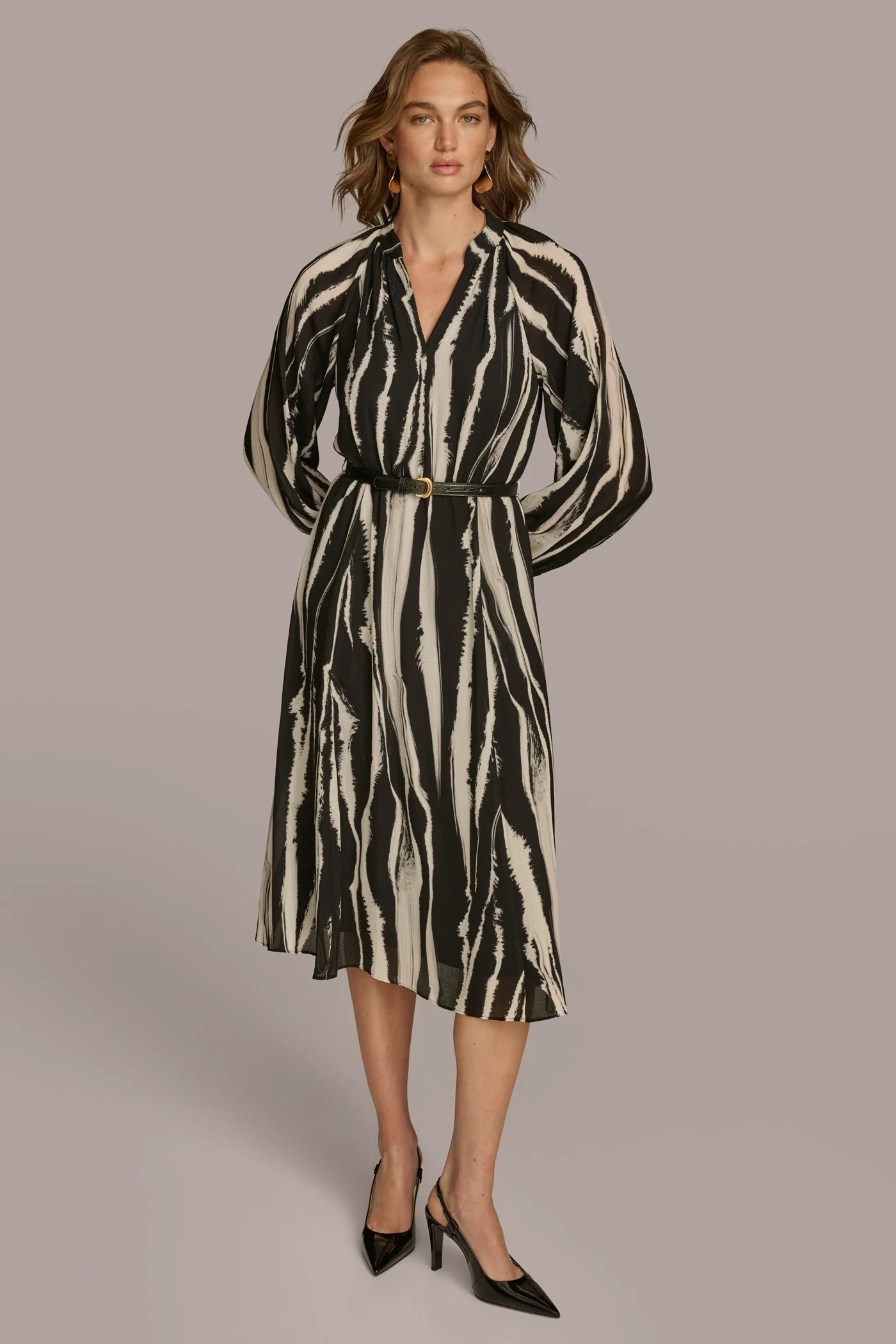 PRINTED CHIFFON SHIRT DRESS