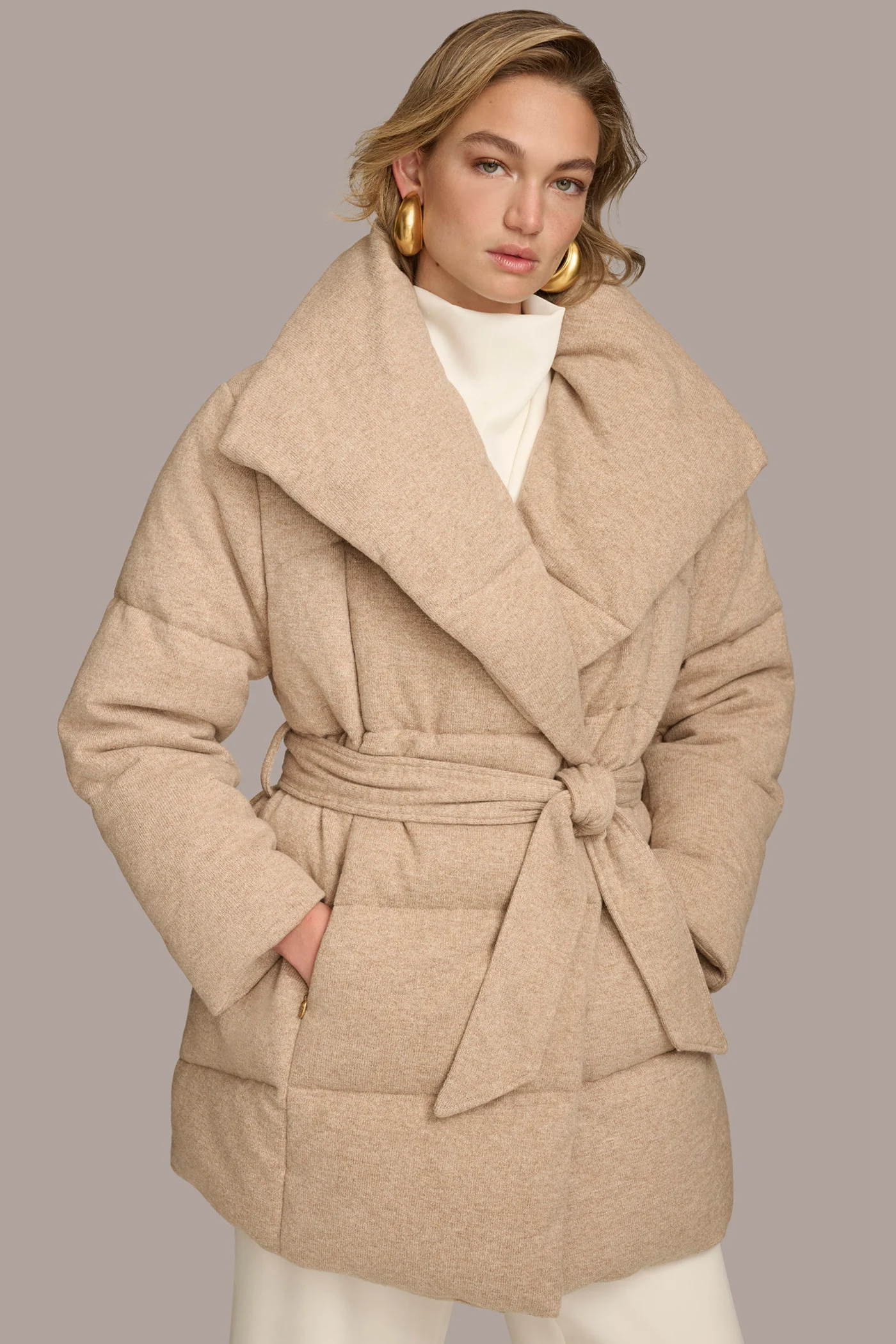 Belted Wing-Collar Coat