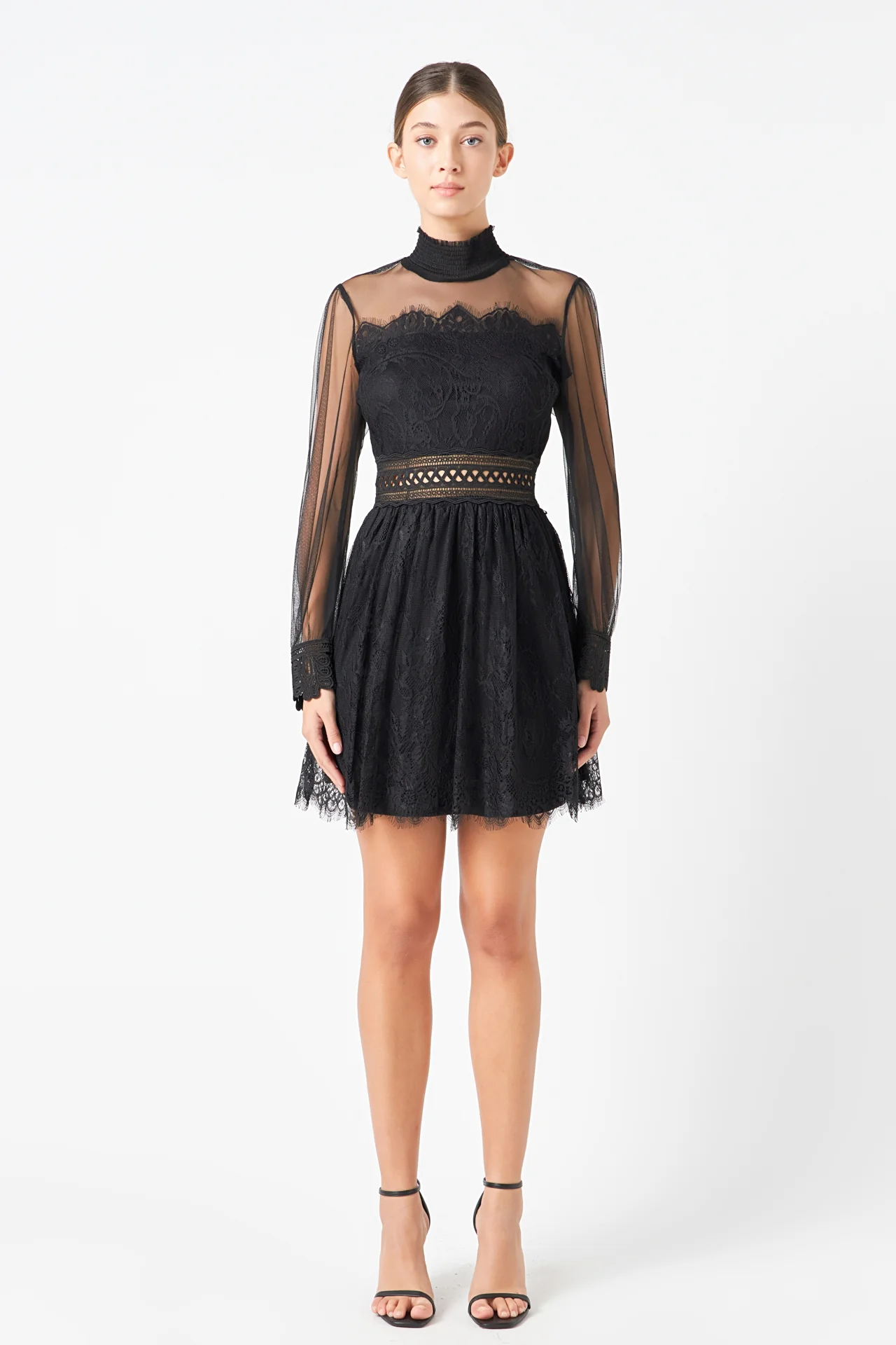 Long Sleeve Lace Mini Dress