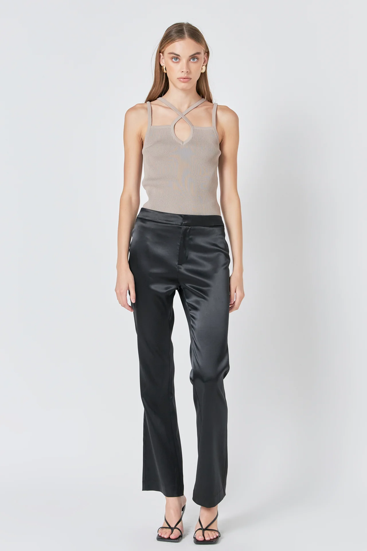 Strap Detail Fitted Knit Top