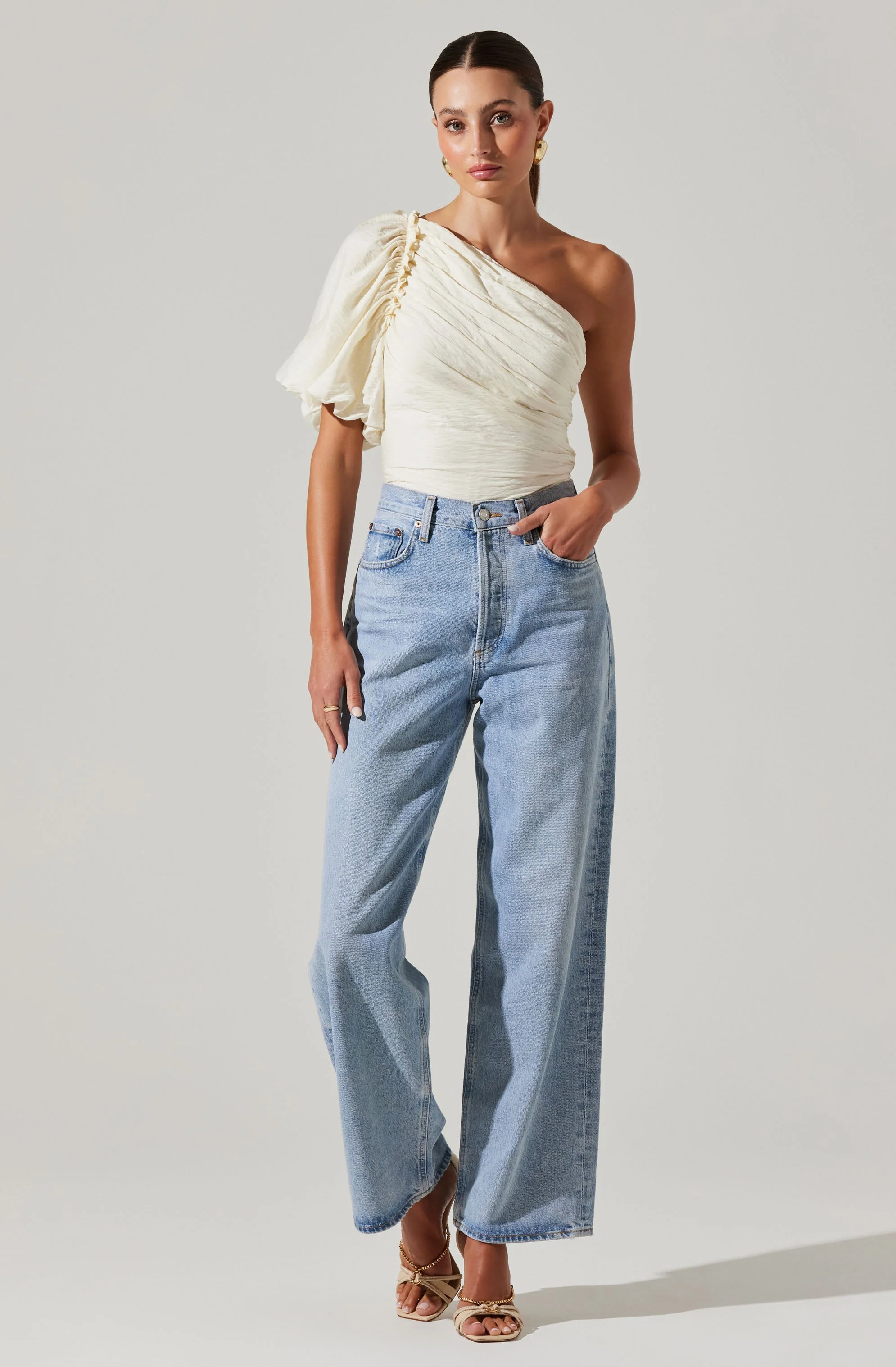 Gidget One Shoulder Pleated Top