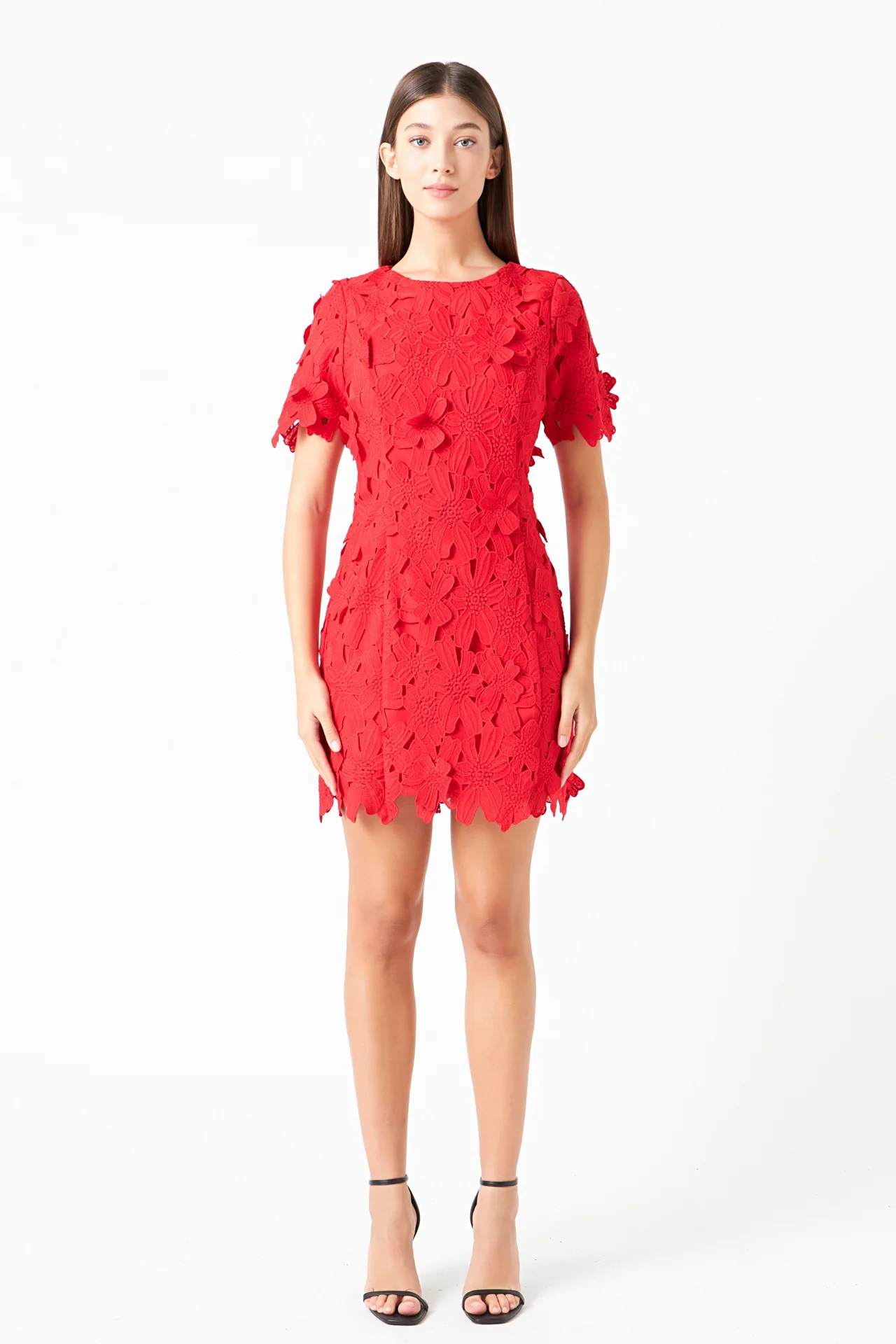 Cotton Floral Lace Mini Dress