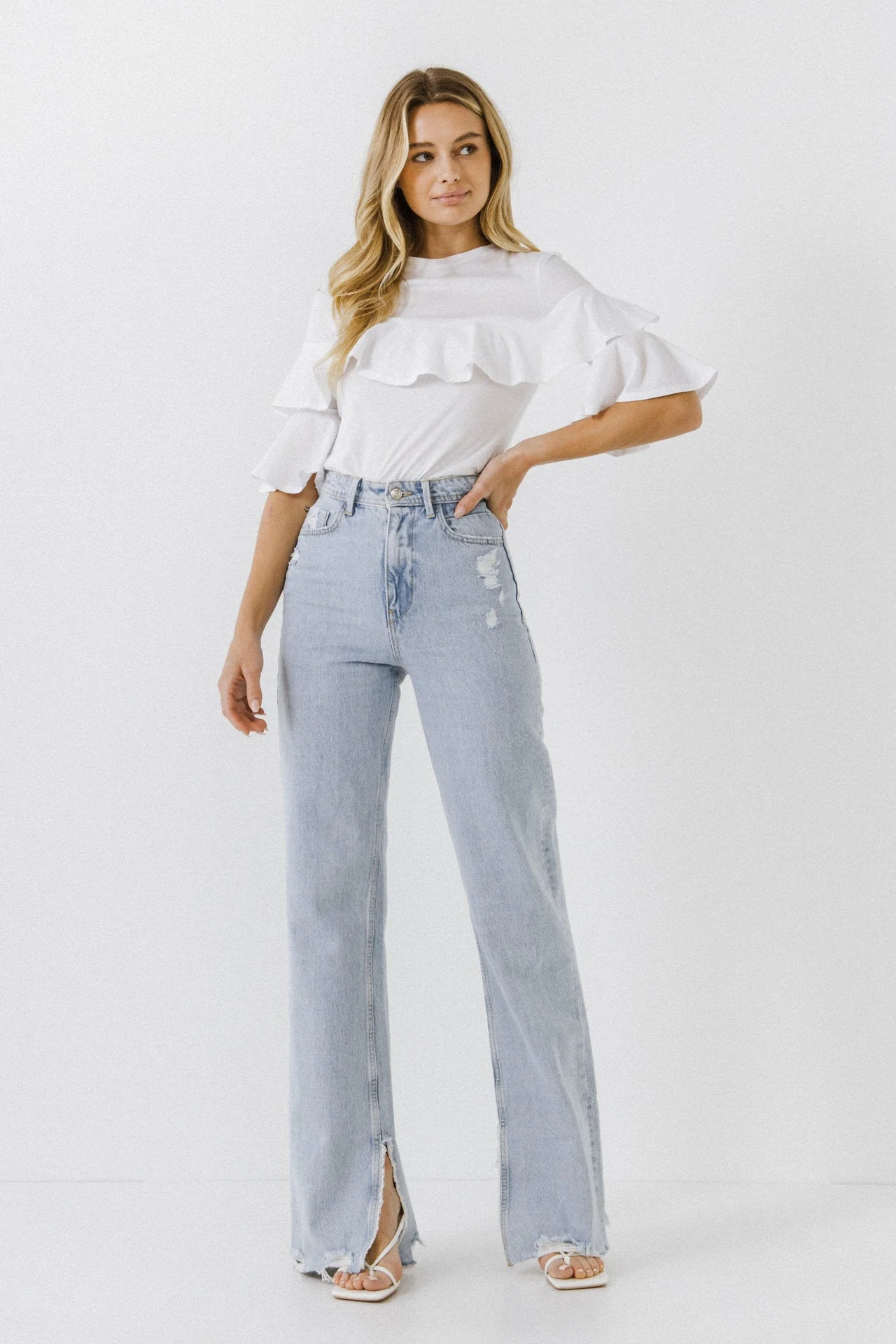 Ruffle Sleeve T-Shirt